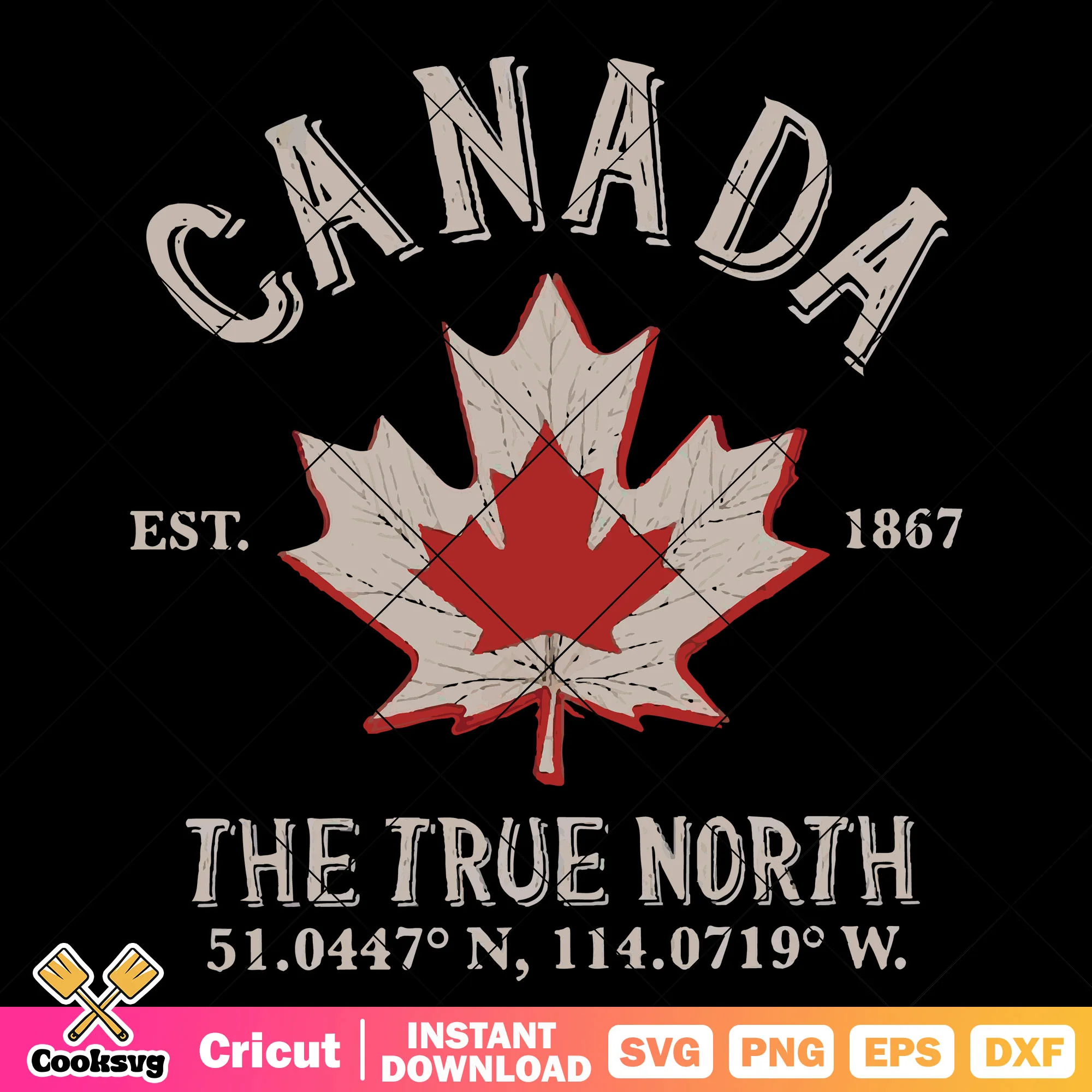 Canada est 1867 the true north svg file, canada est svg