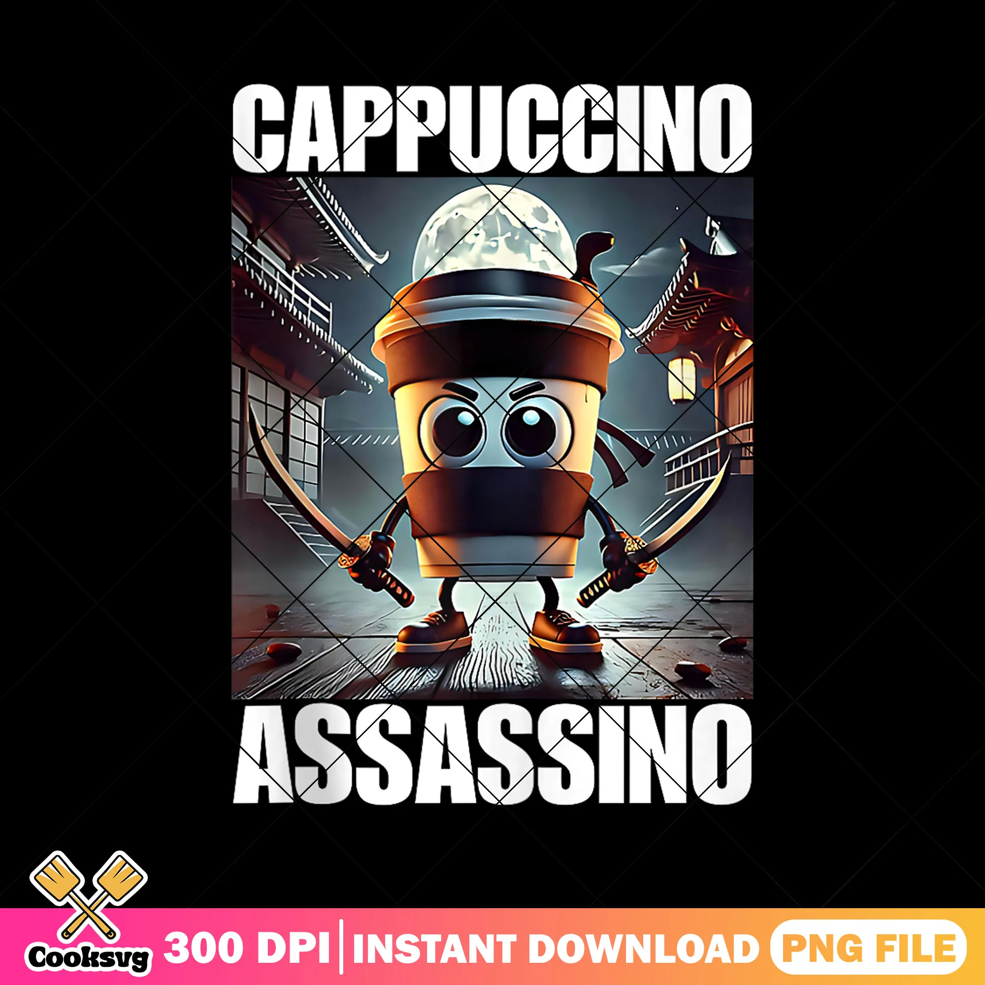 Cappuccino Assassino Italian png, brainrot trends png, funny meme png