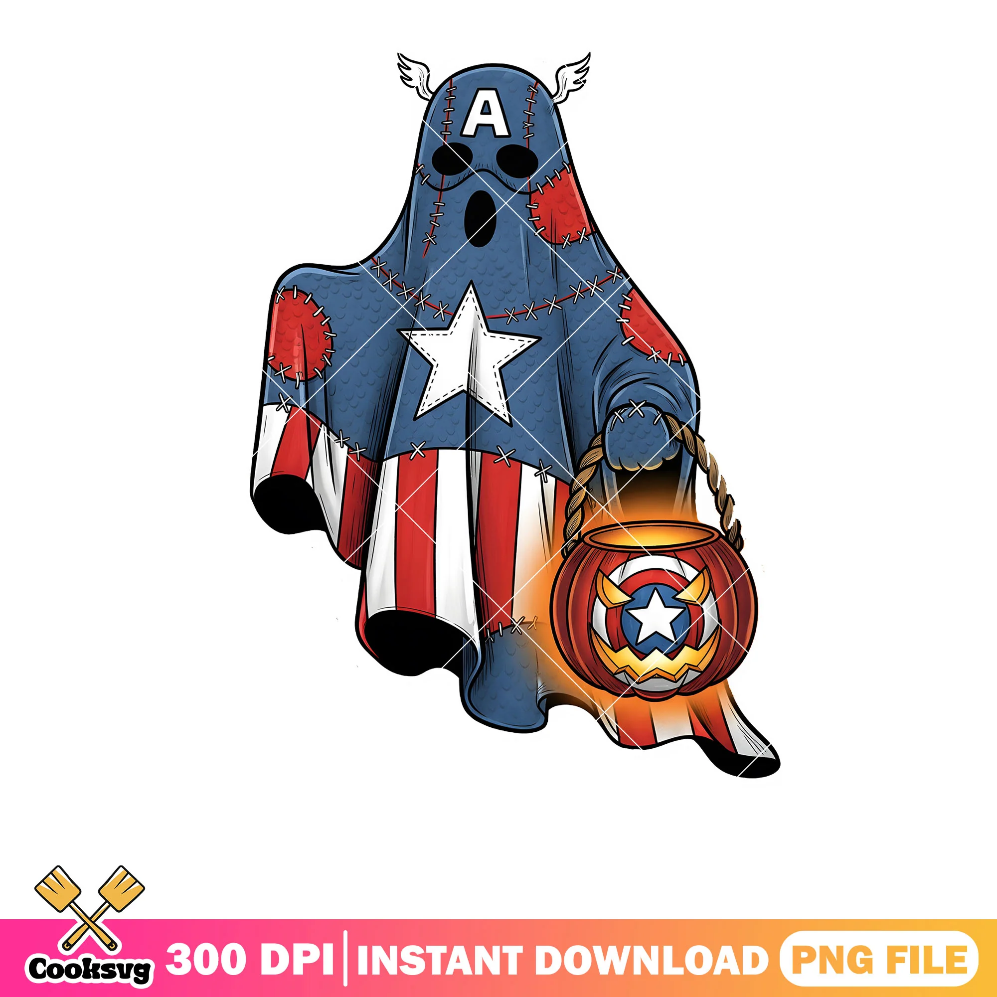 Captain america ghost png, halloween costume png, marvel halloween png