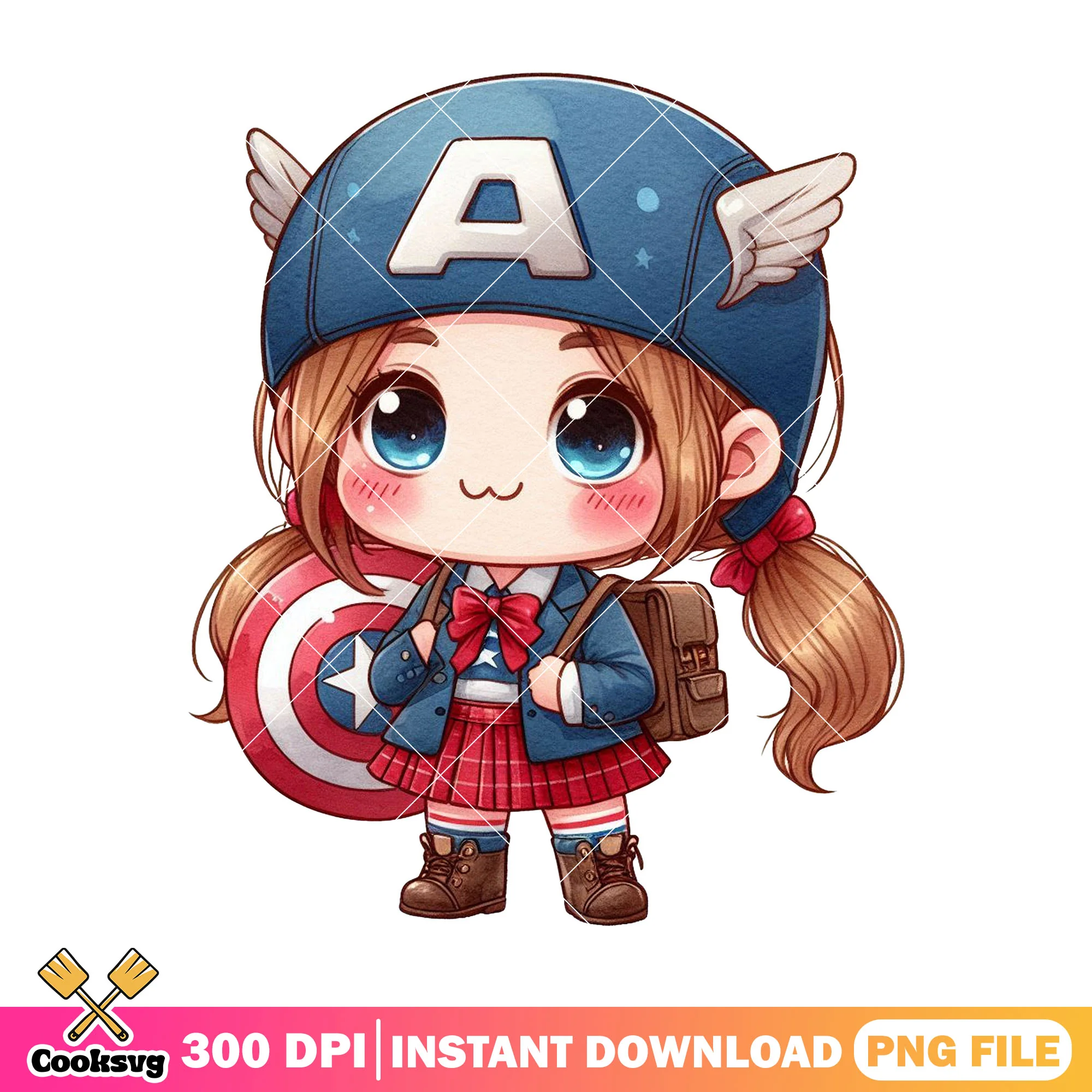 Captain america girl png, art marvel png, back to school day png