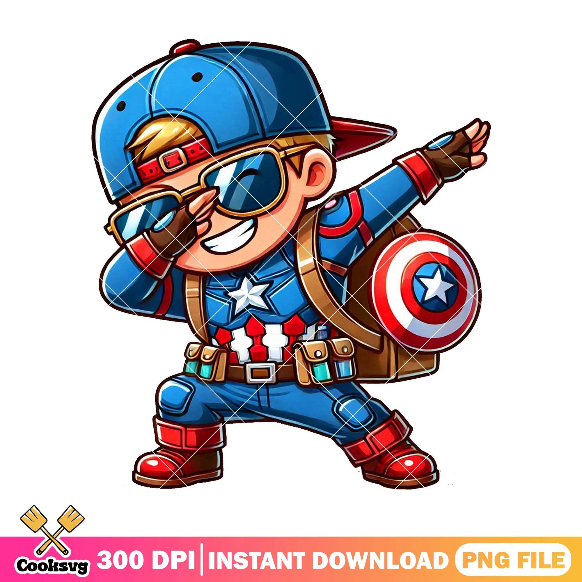 Captain america going school png, marvel png, back to school art png