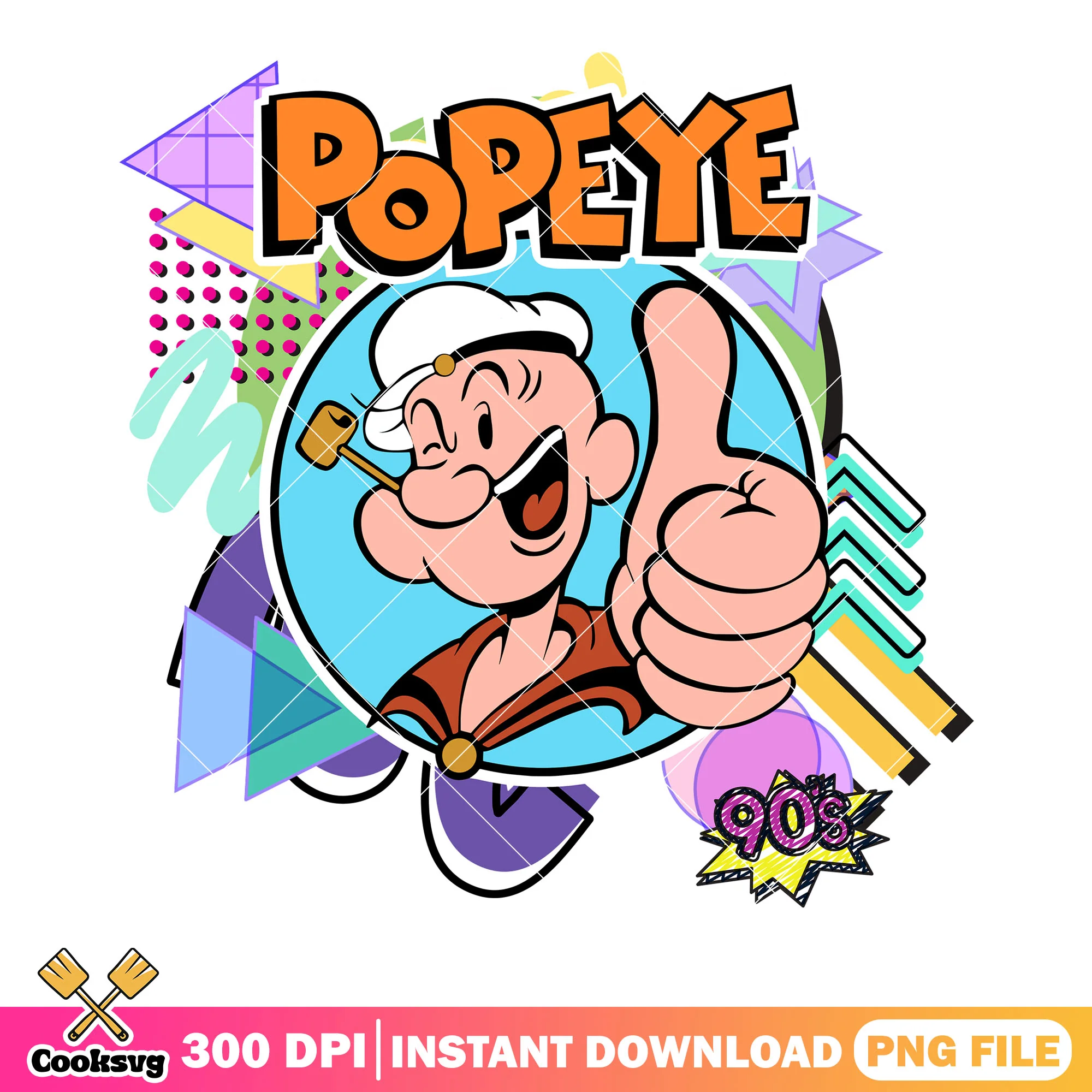 Captain Popeye png, 90s style png, 90s classic cartoon  png