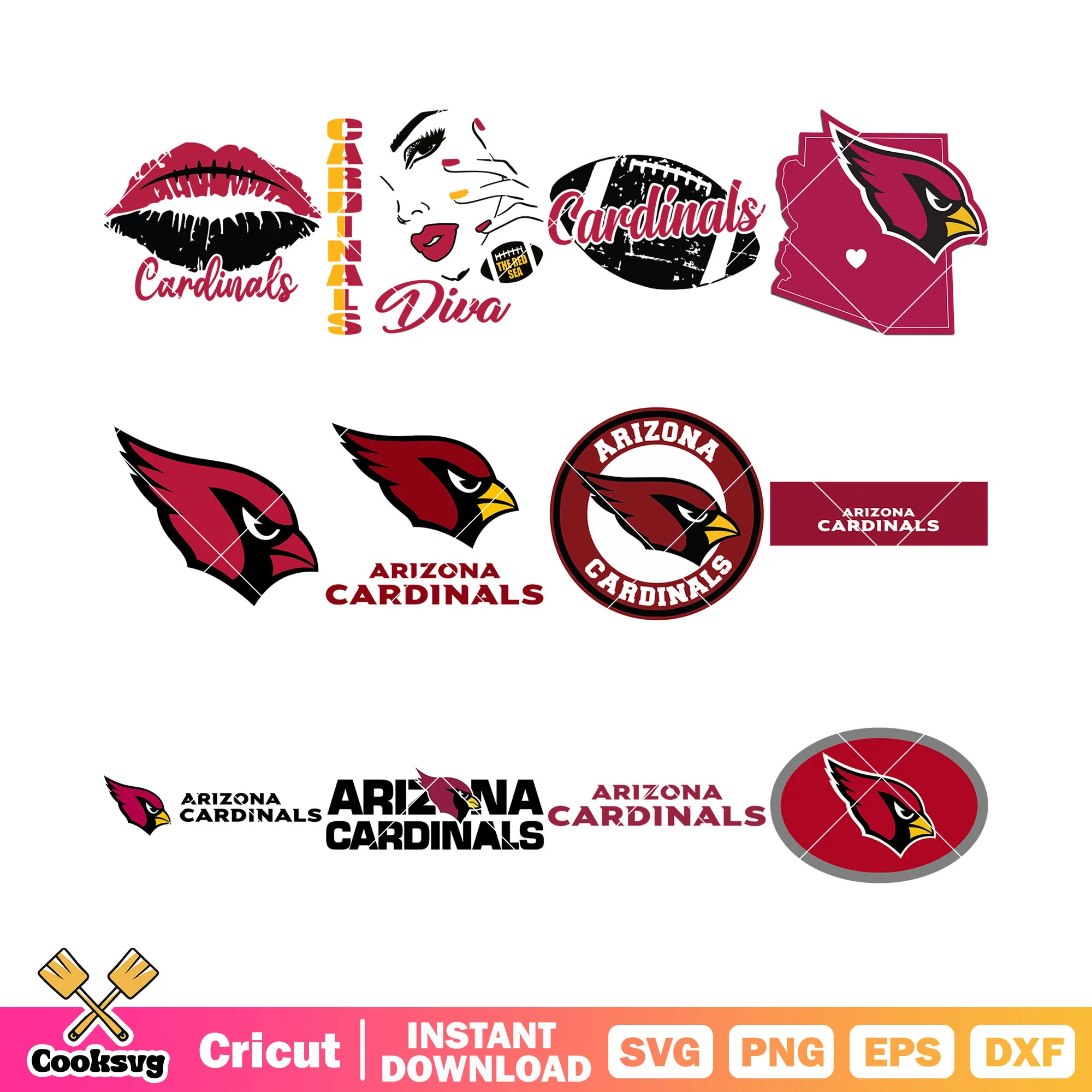 Cardinal ball bundle svg, sexy lips bundle svg, arizona cardinals bundle svg