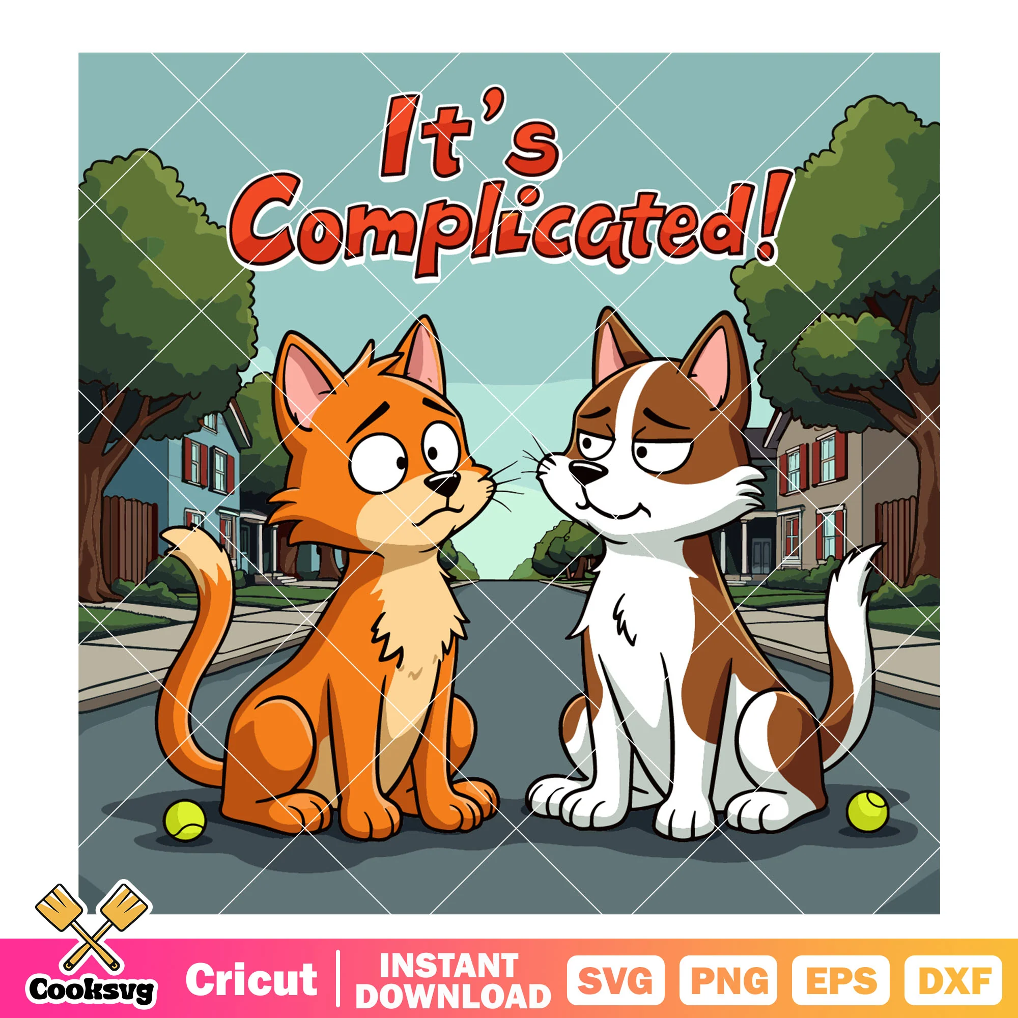 Cartoon cat Its complicated svg, cartoon cat svg, cute cat cartoon svg
