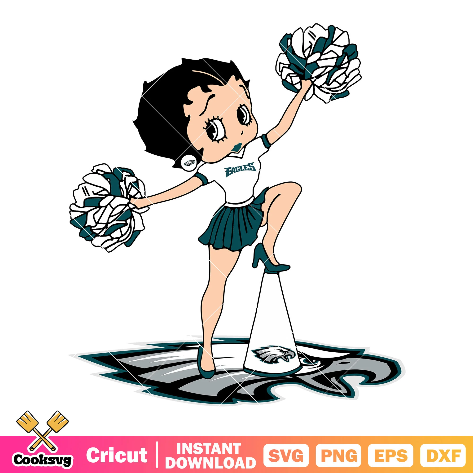 Cartoon foot ball leauge svg, Philadelphia Eagles svg, betty boop svg