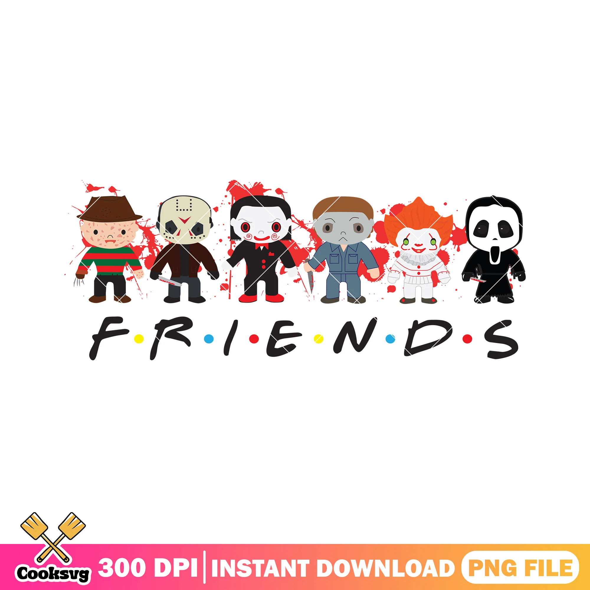 Cartoon horror killer friends design png, scariest horror movies of all time png