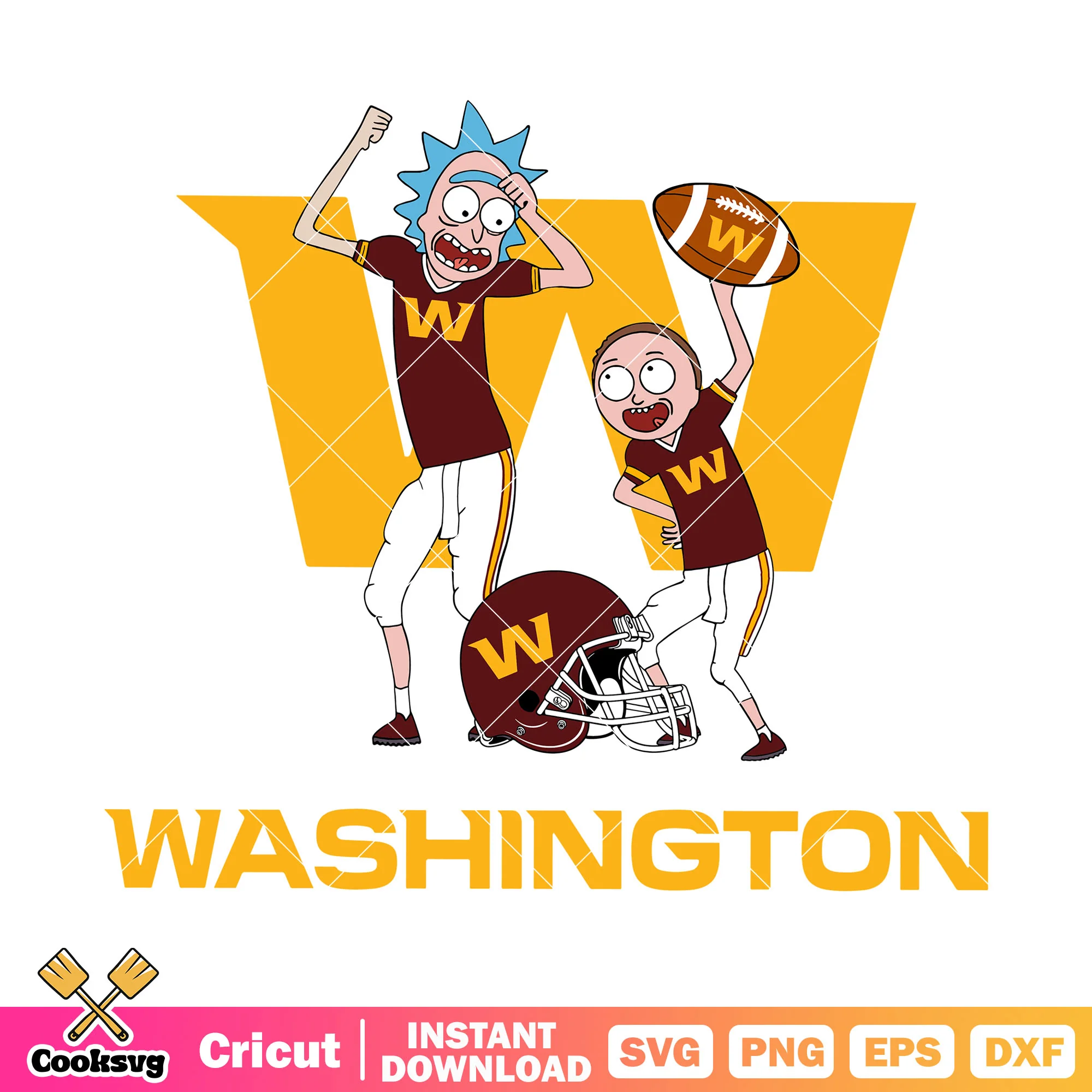 Cartoon nfl football svg, washington redskin svg, rick and morty svg
