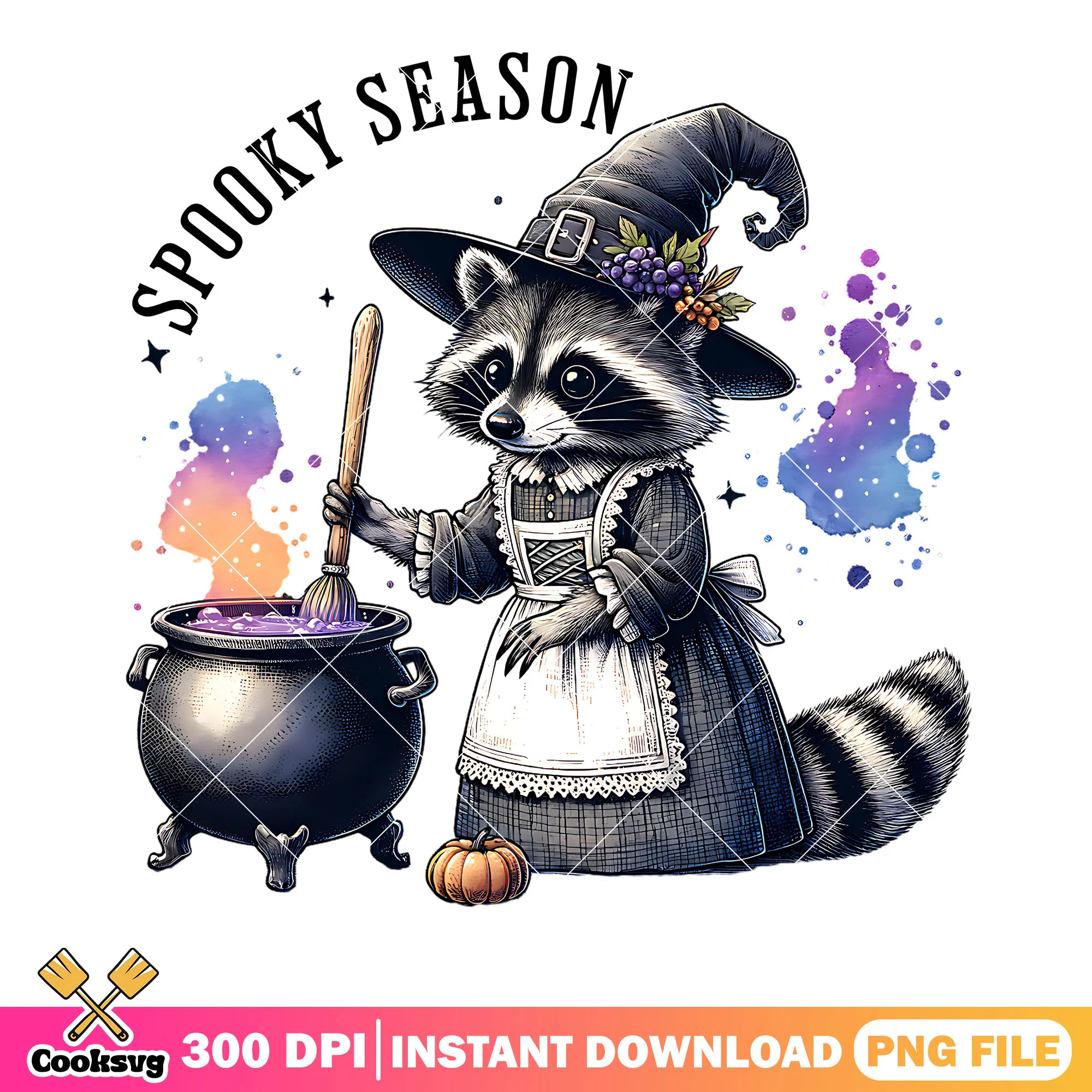 Cauldron tiny pumpkin png, witches costume png, scary halloween png