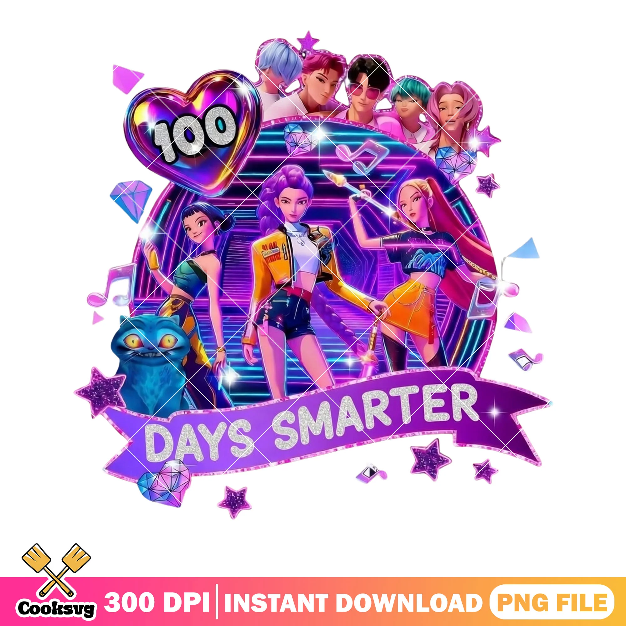 Celebration smarter days huntrix png, kpop huntrix png, 100 days png