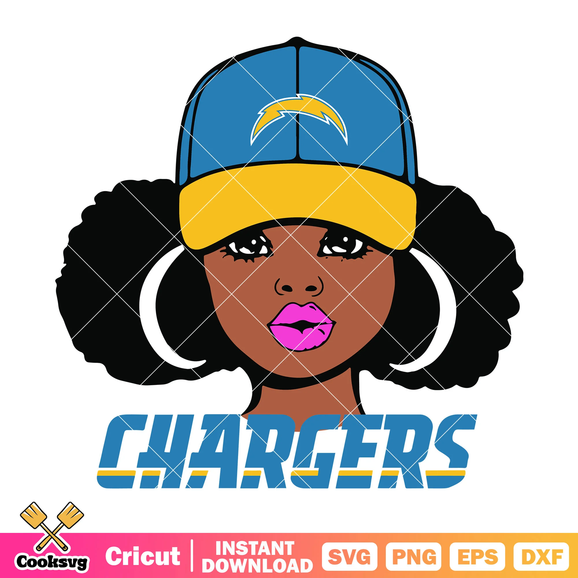 Chargers queen la girl svg, Los angeles chargers svg, afc west svg