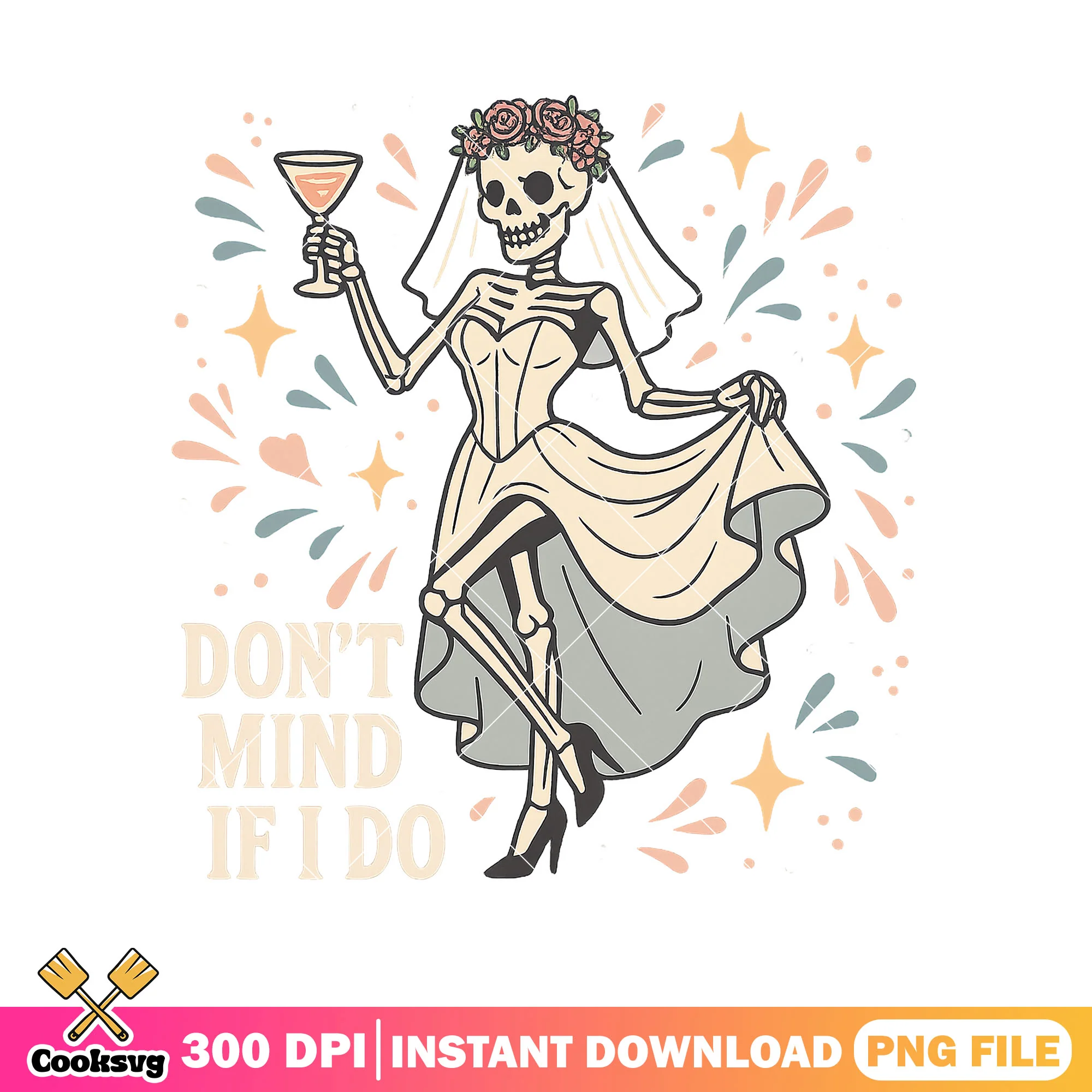 Cheers from skeleton png, halloween fun png, horror bride png