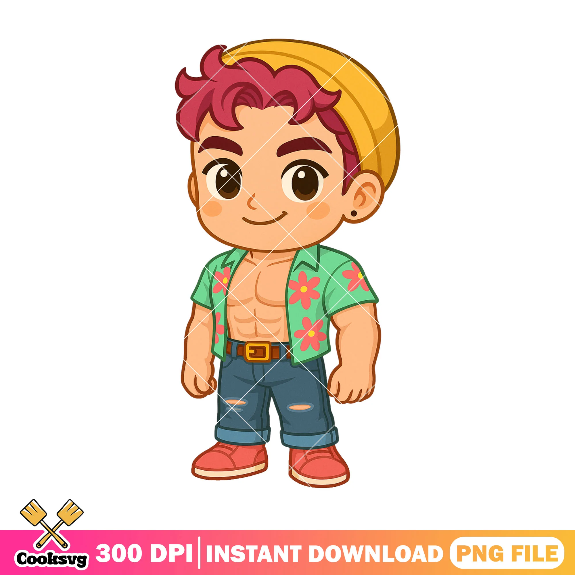 Chibi abby sexy abs pose png, abby saja png, love saja boys png