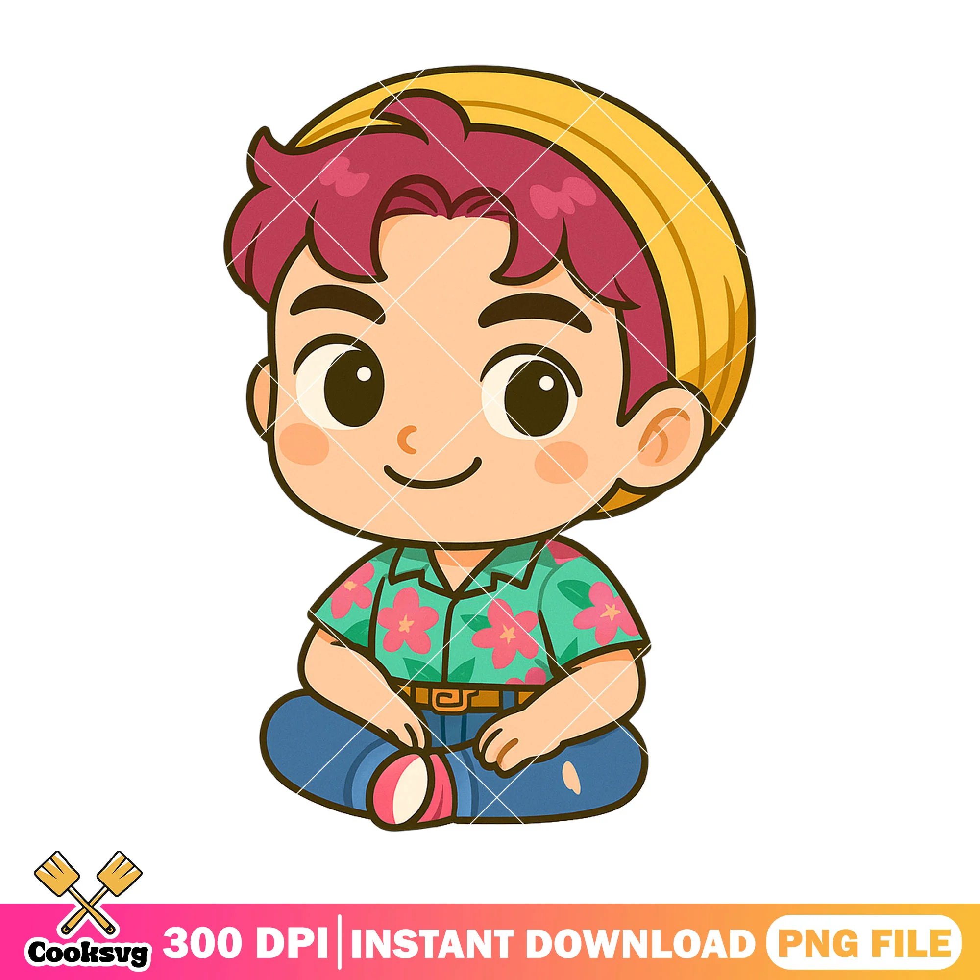 Chibi abby sitting pose png, abby saja png, love saja boys png