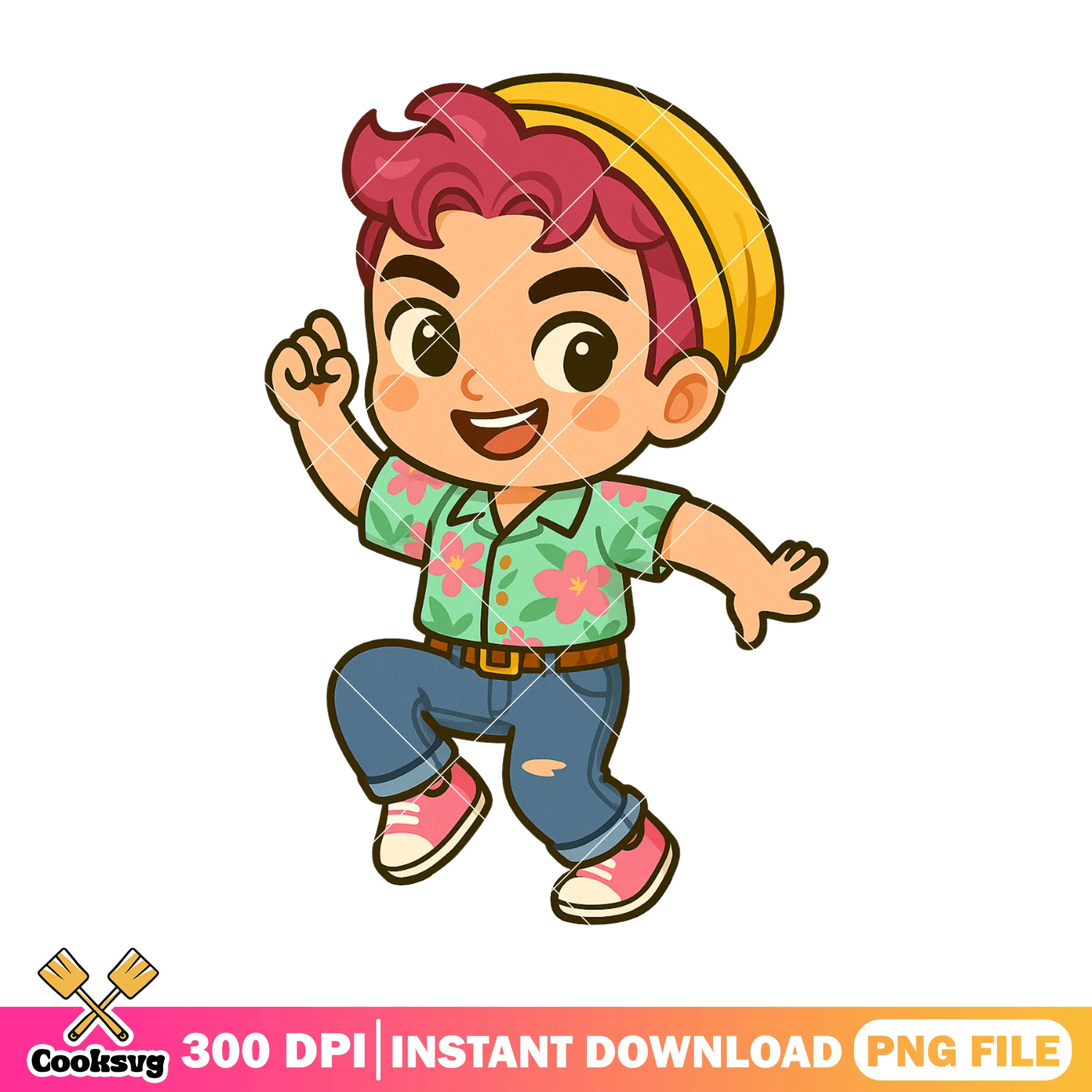 Chibi abby vibing dancing png, abby saja png, kpop saja png