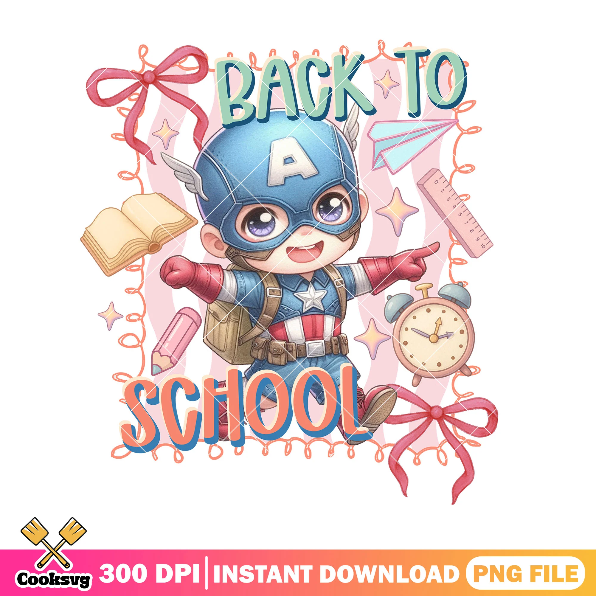 Chibi captain america png, marvel character png, back to school png