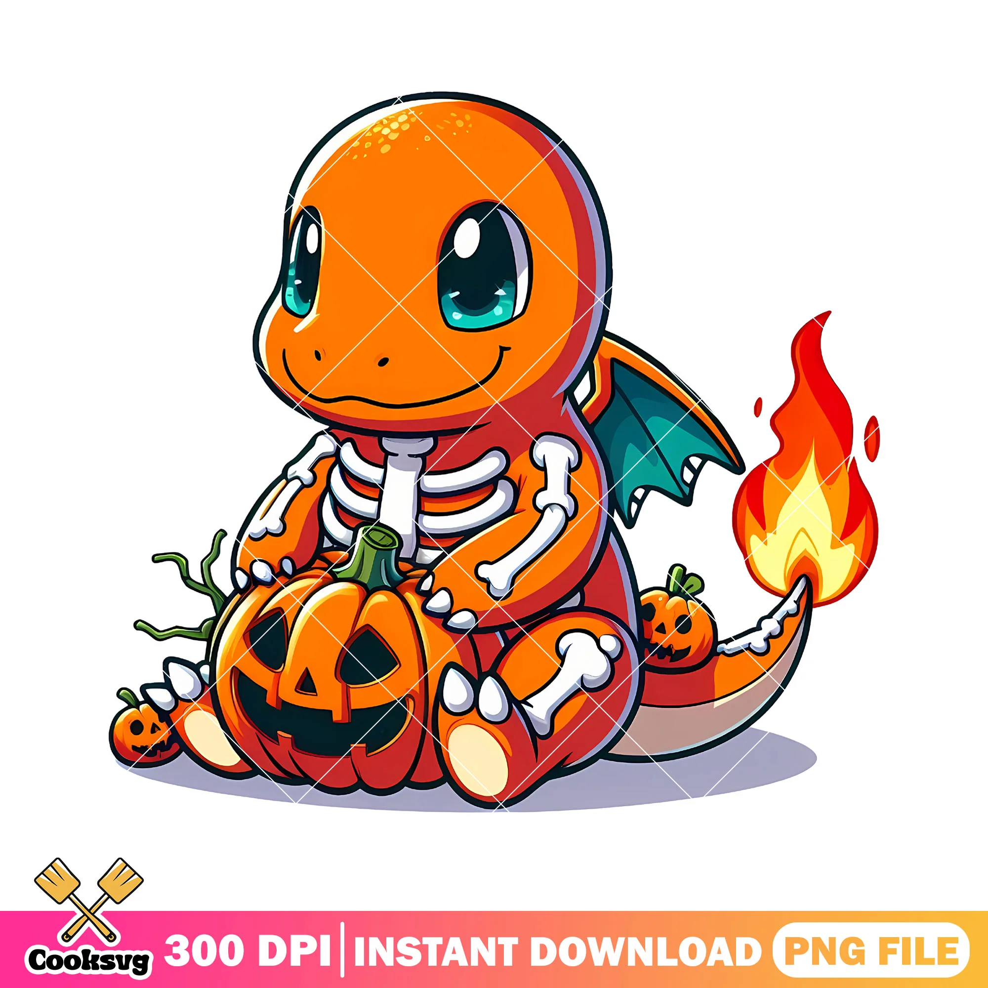 Chibi charmande halloween png, halloween png, pokemon character png