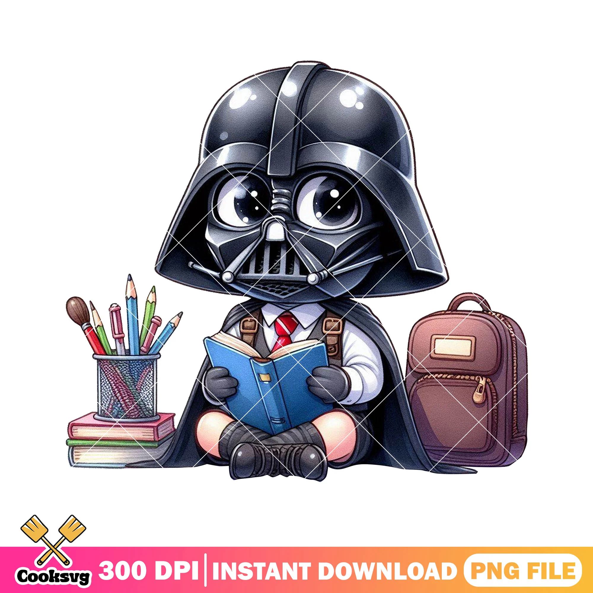 Chibi darth vader png, back to school png, darth vader sitting png