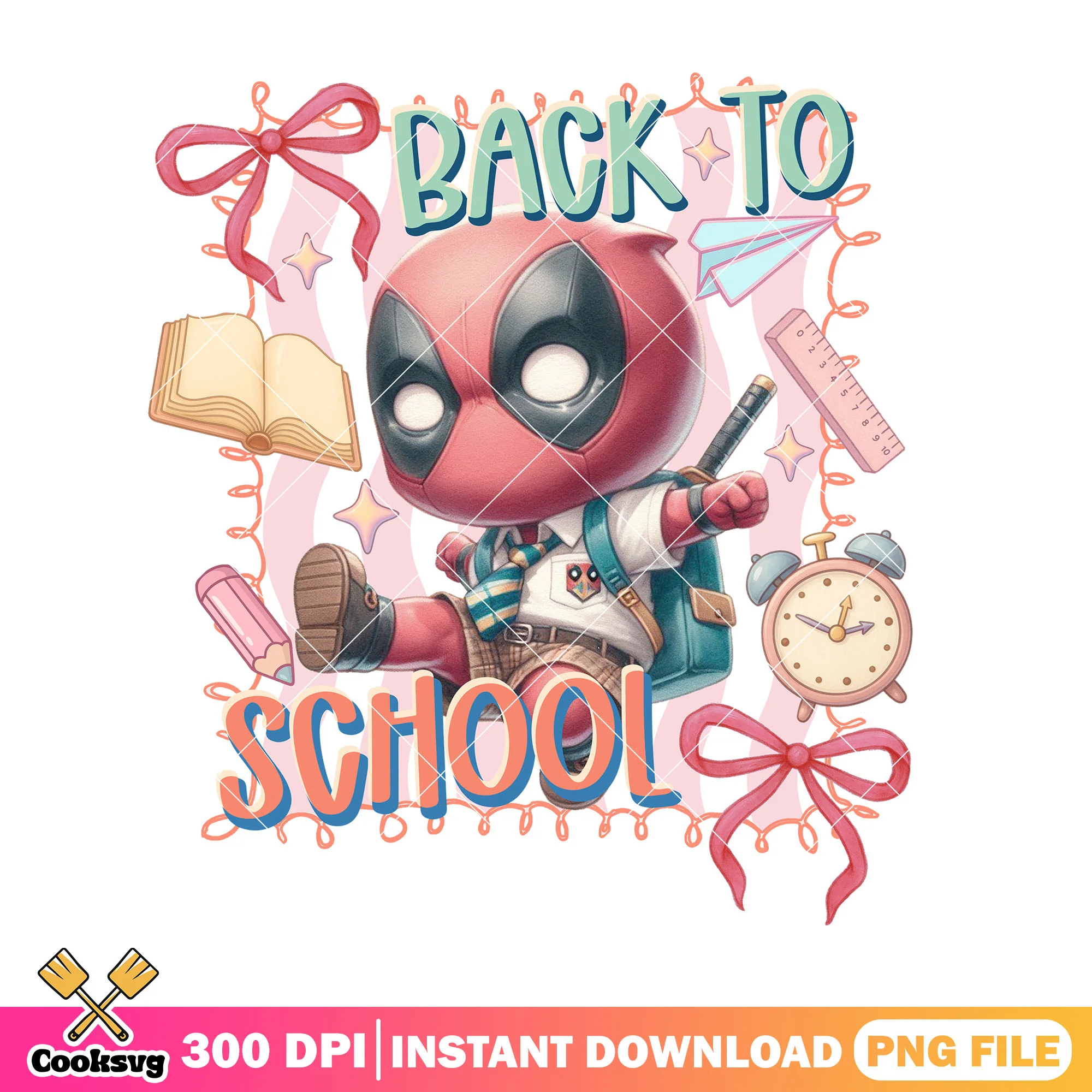 Chibi deadpool file design png, dc art png, go back to school day png