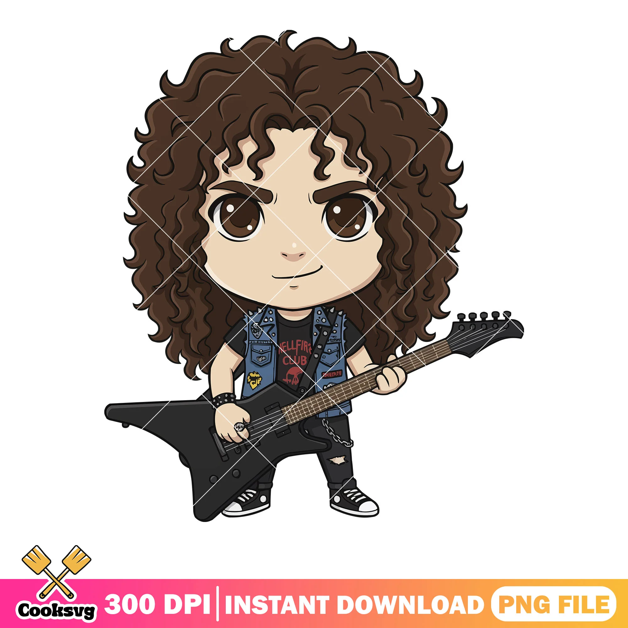 Chibi eddie rock character png, stranger things png, netflix movies png