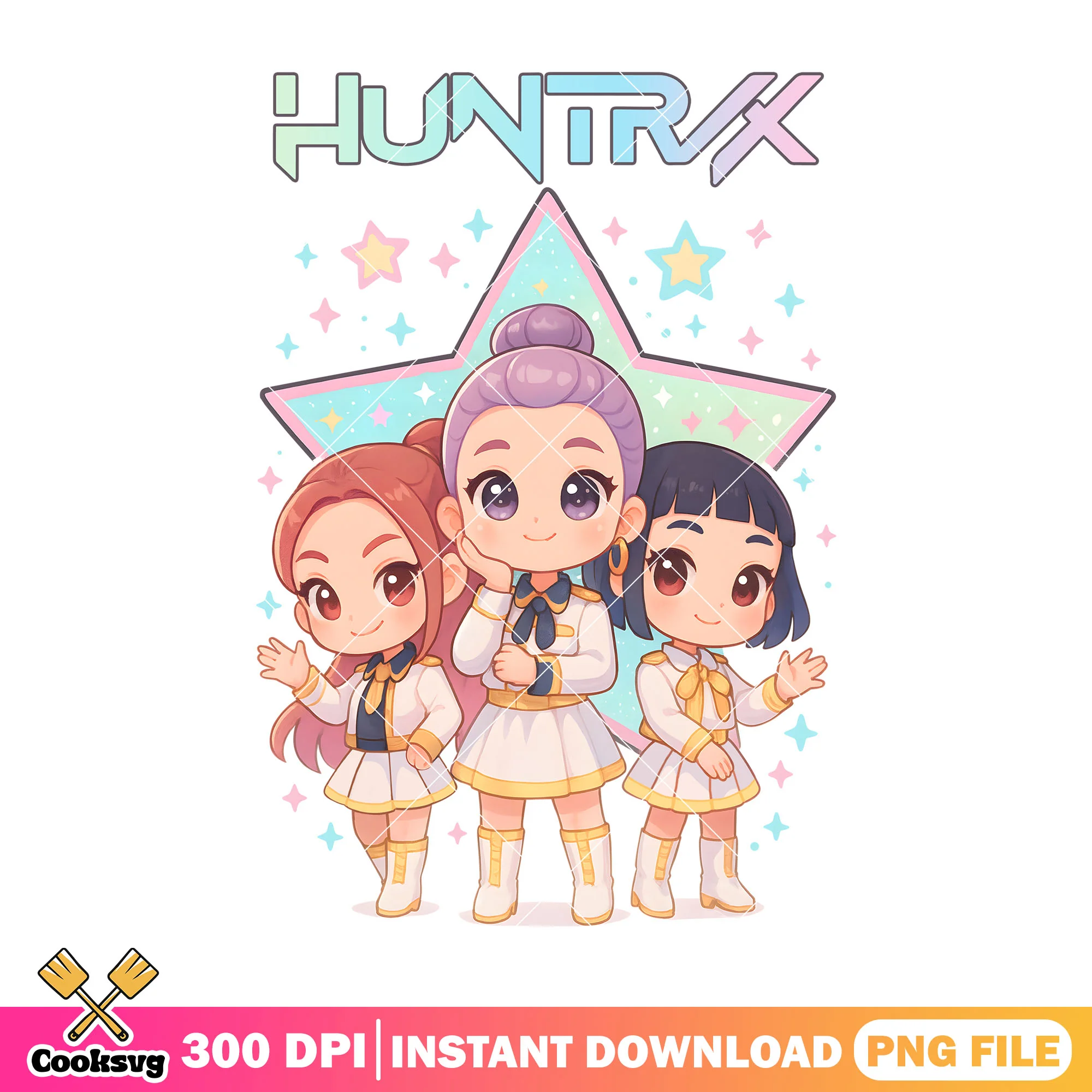 Chibi golden fit huntrix png, huntrix song png, kpop hunters png