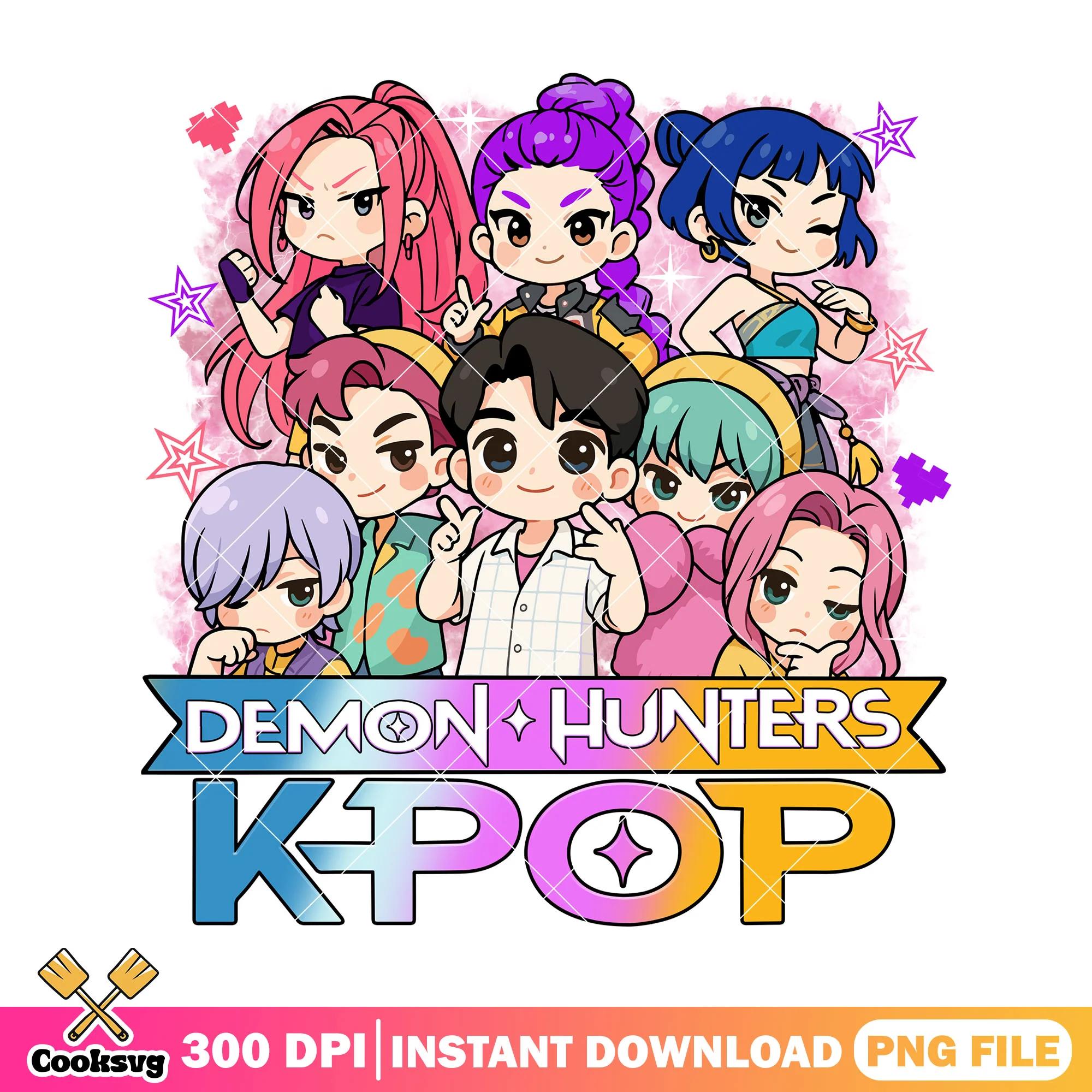 Chibi hunters kpop png, huntrix kpop png, kpop saja png