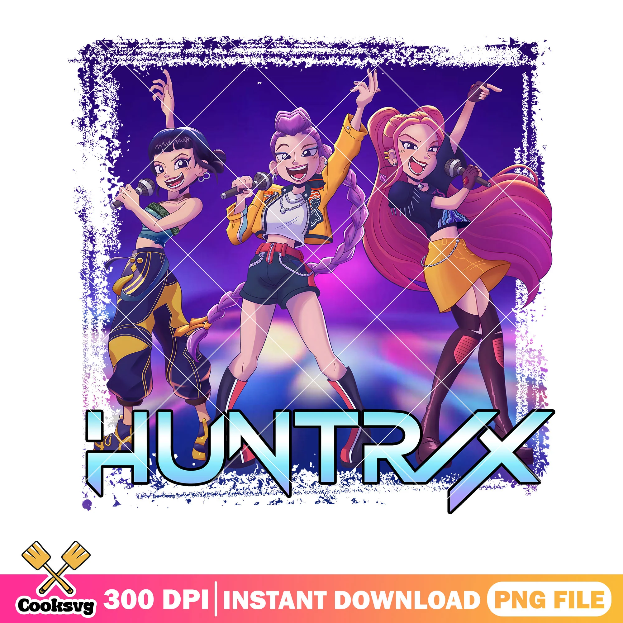 Chibi huntrix performance png, huntrix member png, kpop netflix png