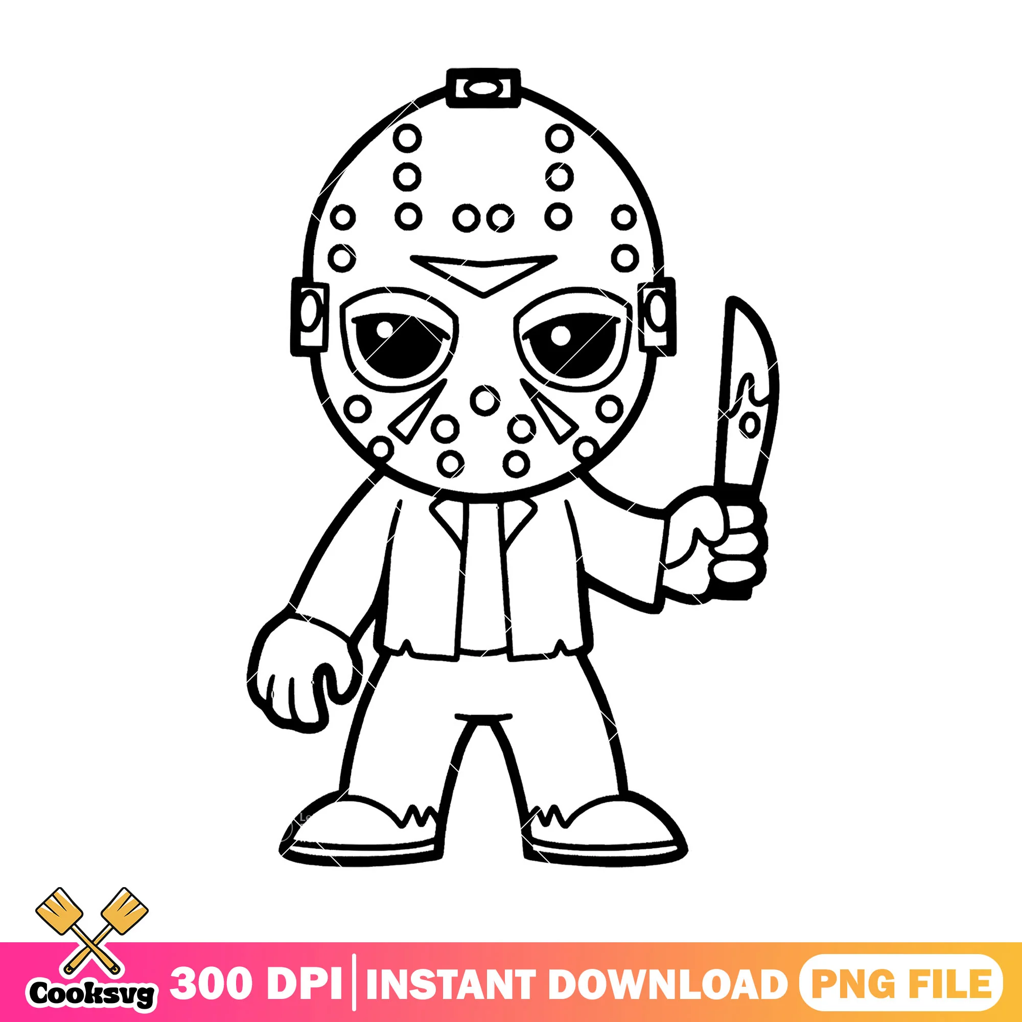 Chibi jason voorhees fan art design png, scary images png