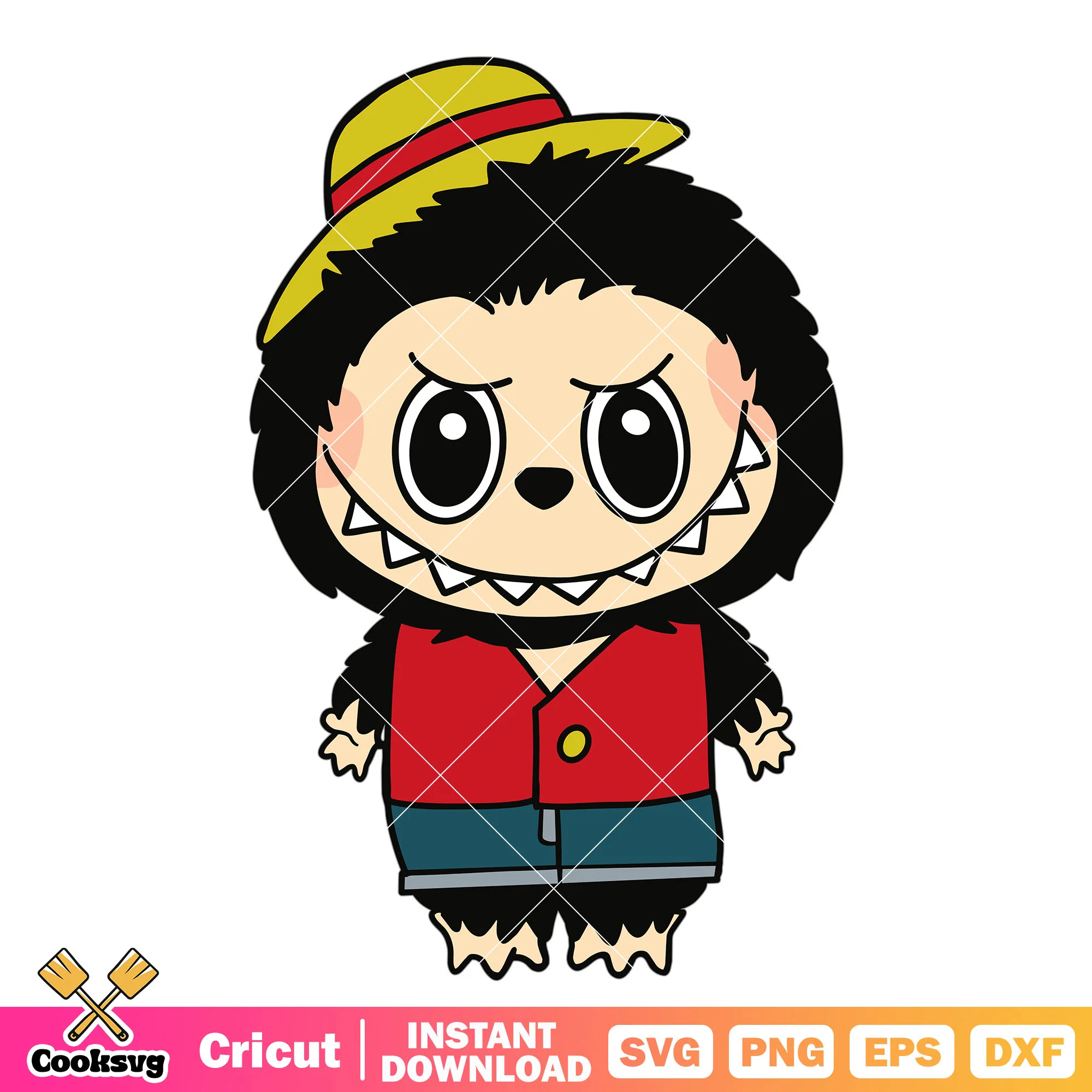 Chibi labubu luffy svg, labubu one piece svg, luffy labubu svg