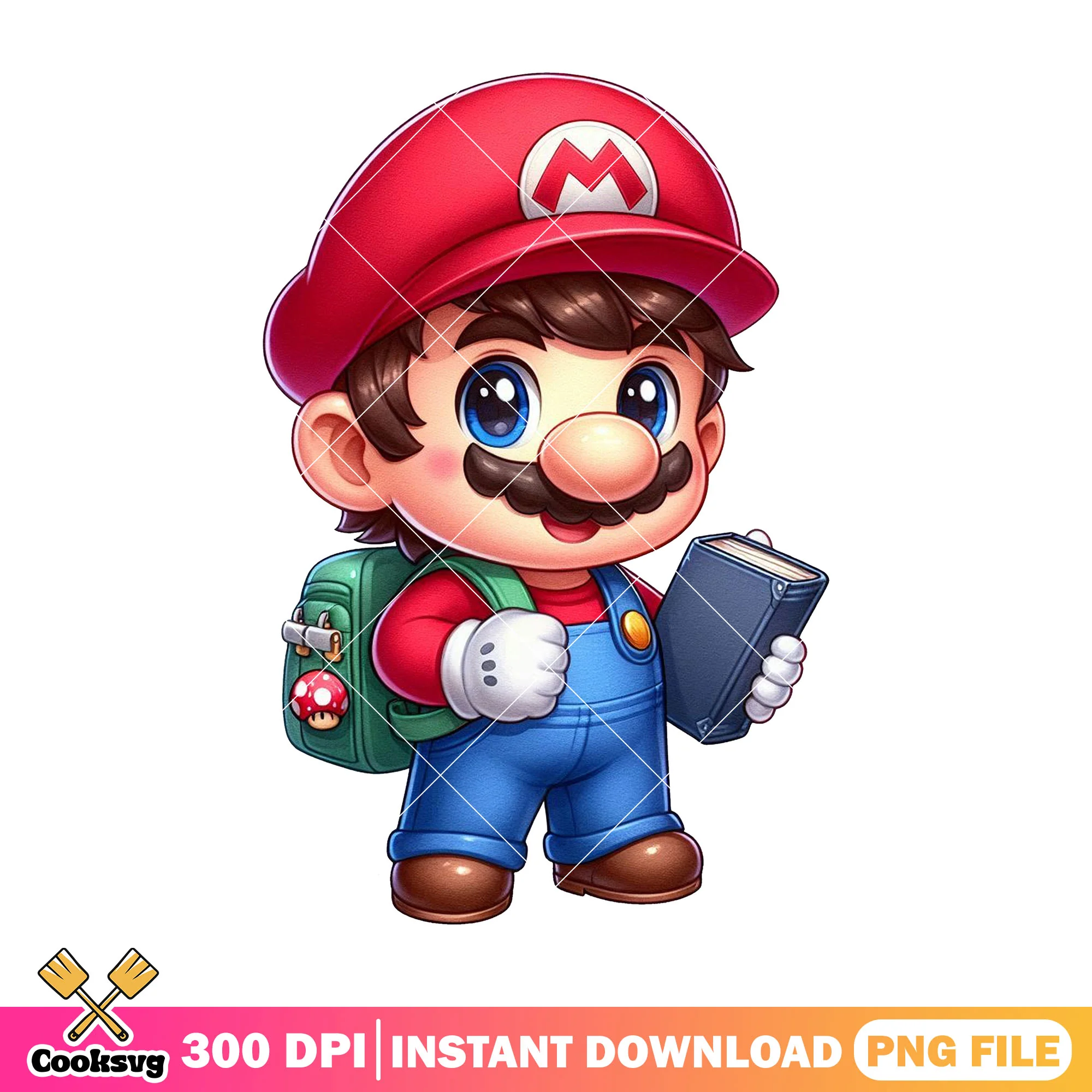 Chibi mario standing png, going back to school png, cute mario png
