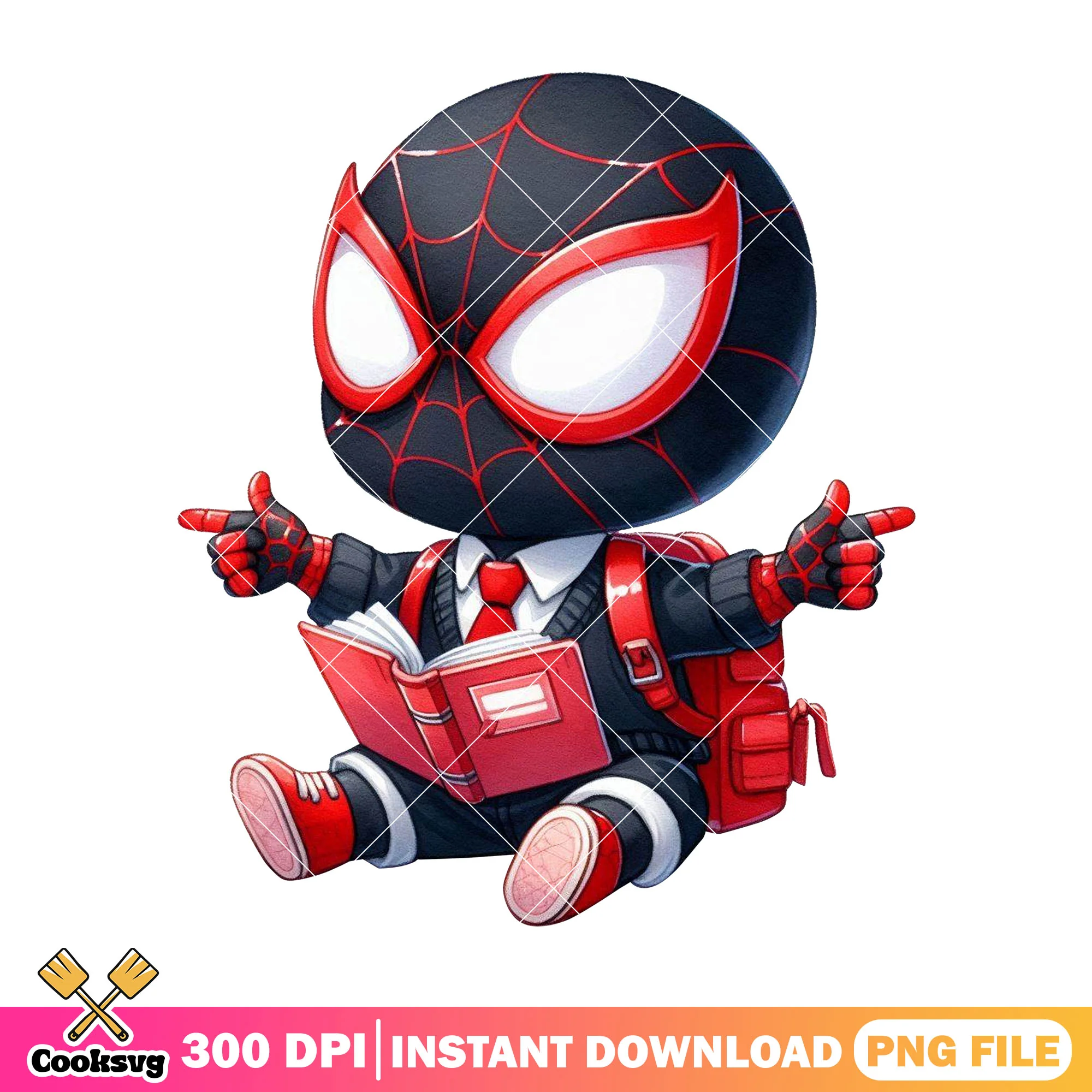 Chibi miles morales png, back to school outfit png, spiderman cute png