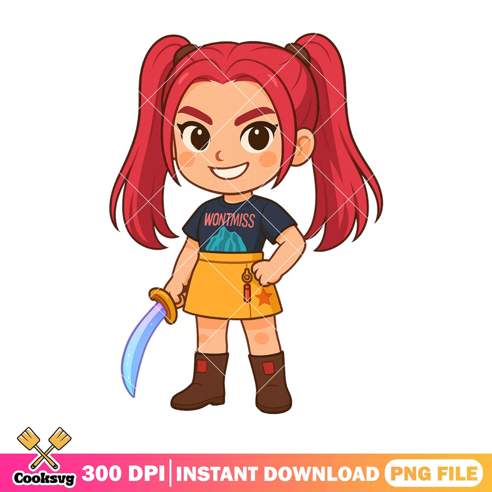 Chibi mira standing pose png, mira kpop png, kpop huntrix png