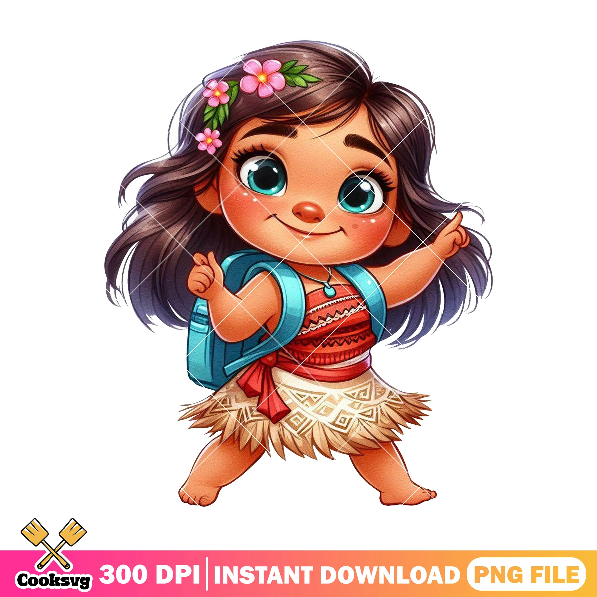 Chibi moana design png, back to school day png, disney moana png