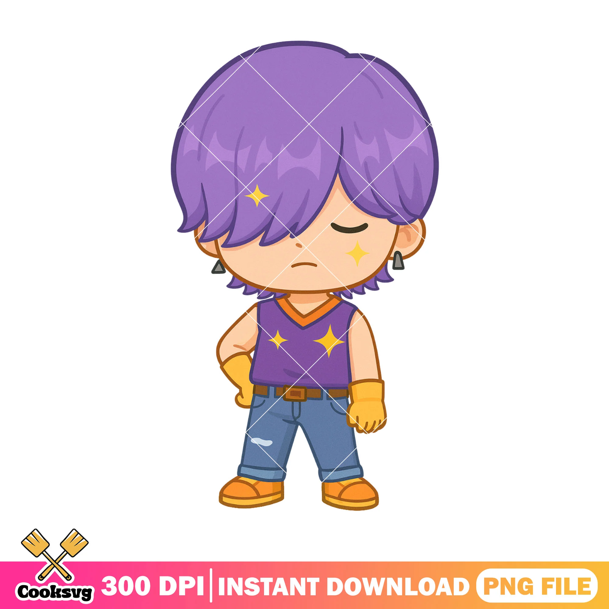 Chibi mystery cool standing png, mystery saja png, kpop saja png
