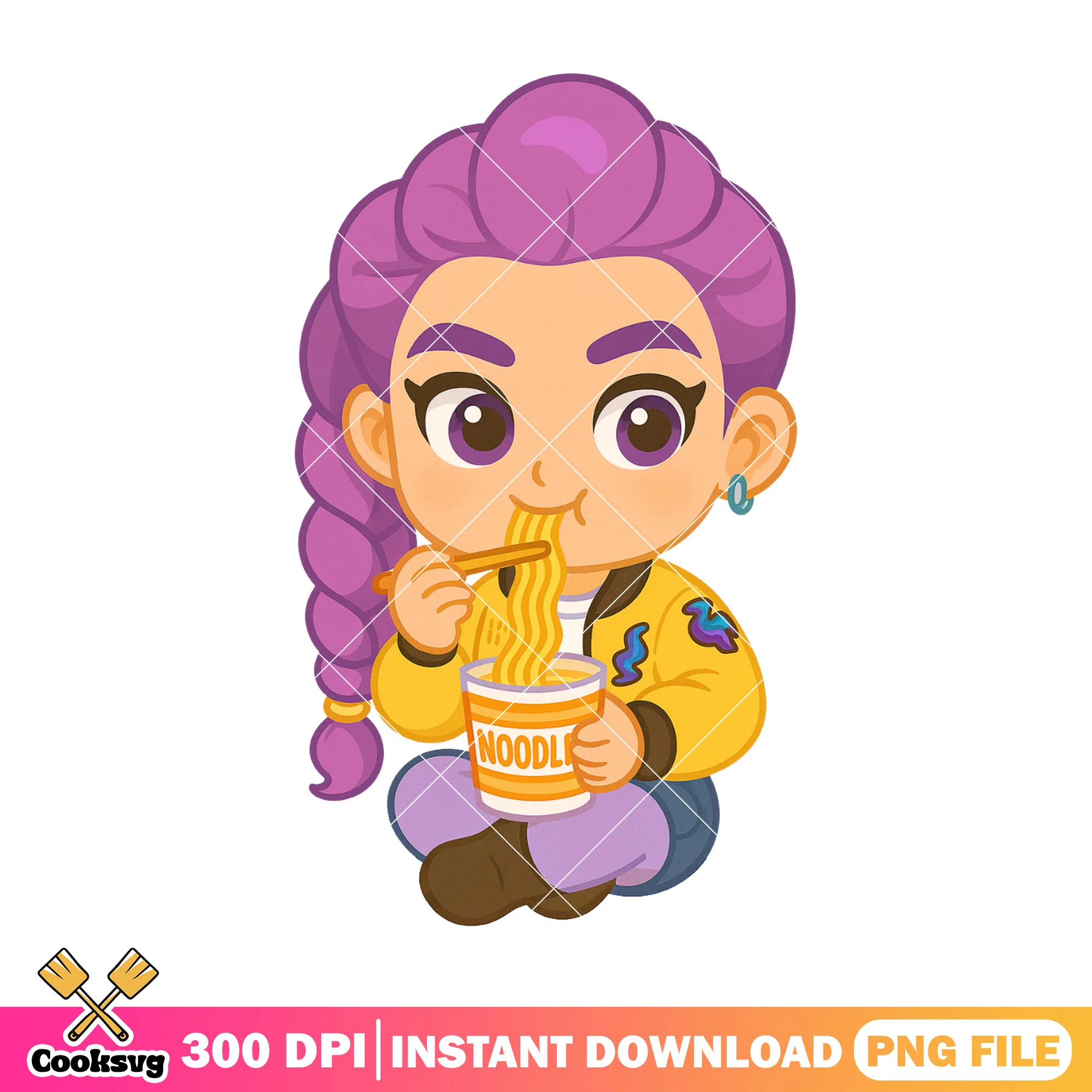 Chibi rumi noodle time png, huntrix ramyeon png, rumi huntrix png