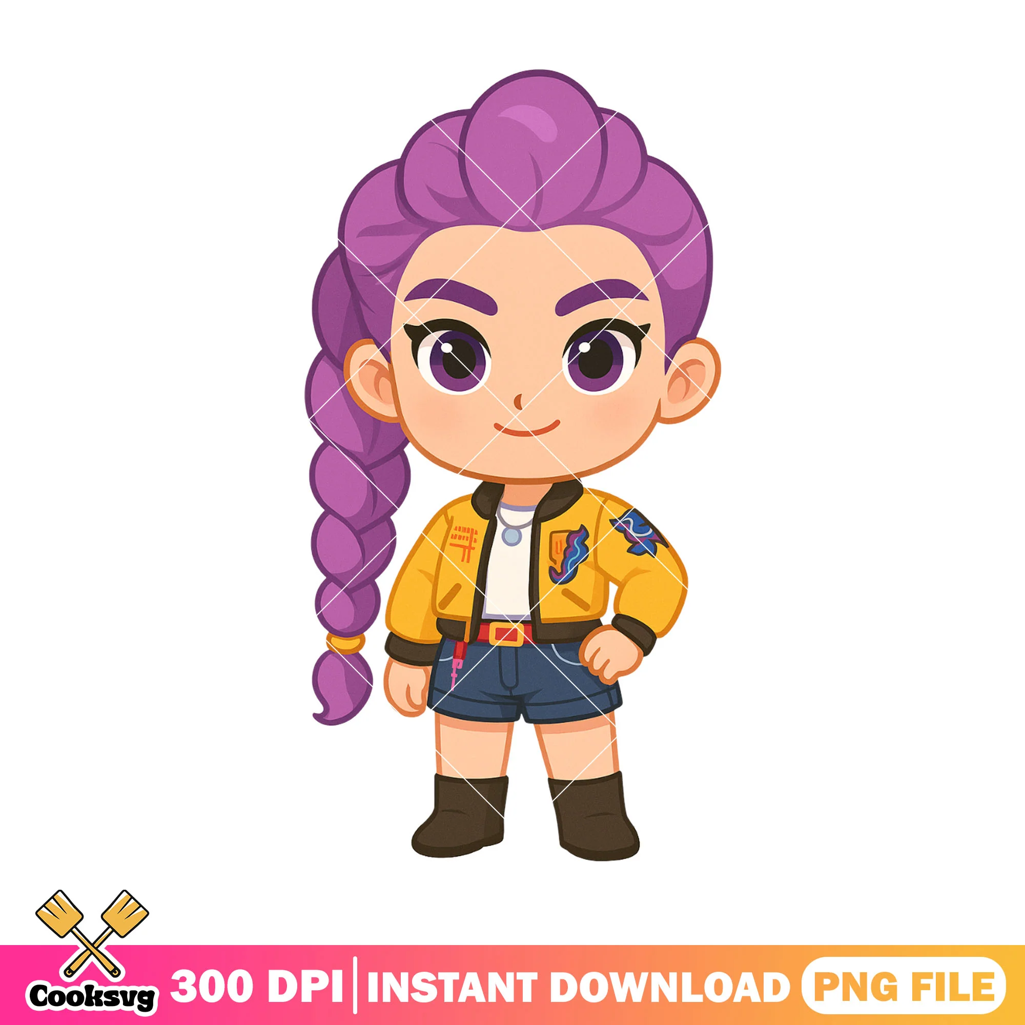 Chibi rumi standing pose png, rumi huntrix png, kpop huntrix png