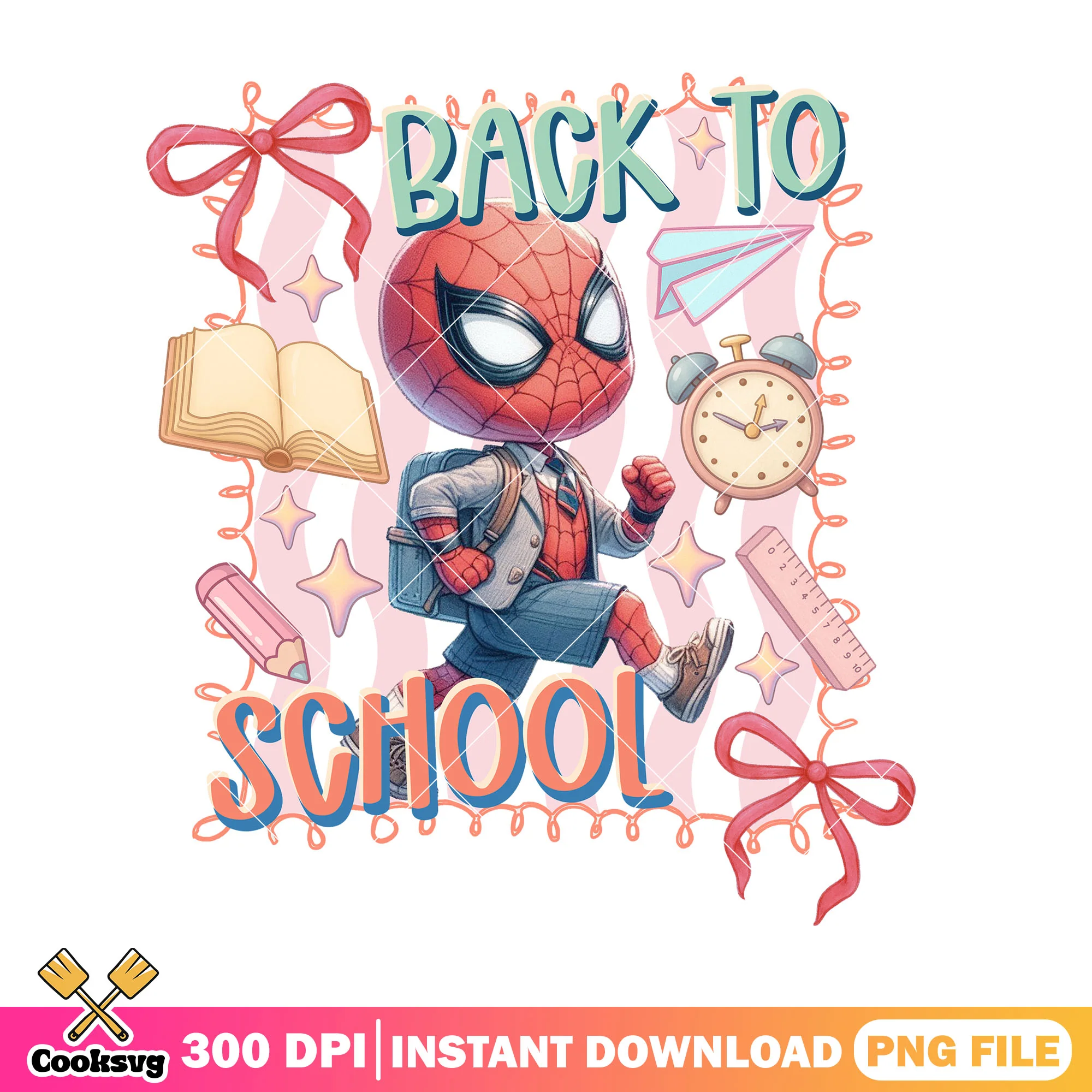 Chibi spiderman cute png, back to school student png, dc art png