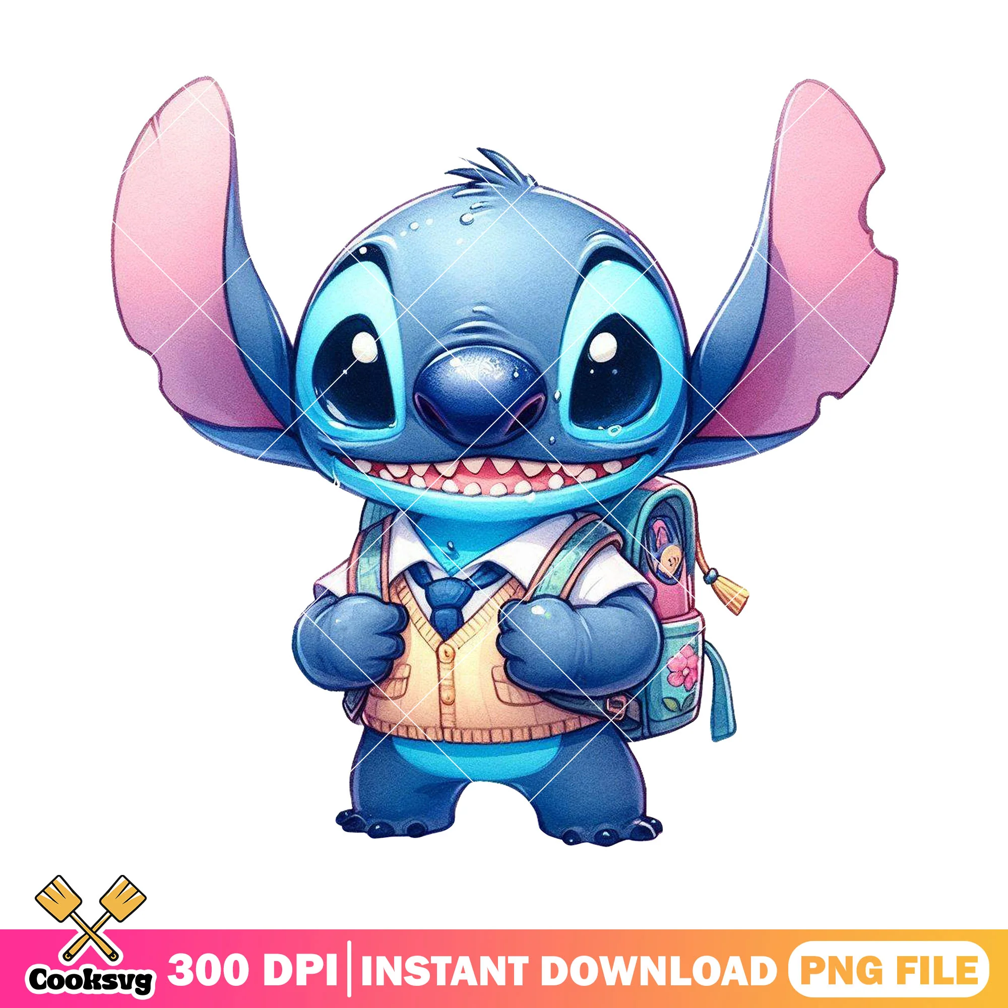 Chibi stitch design png, cute stitch png, going back to school png