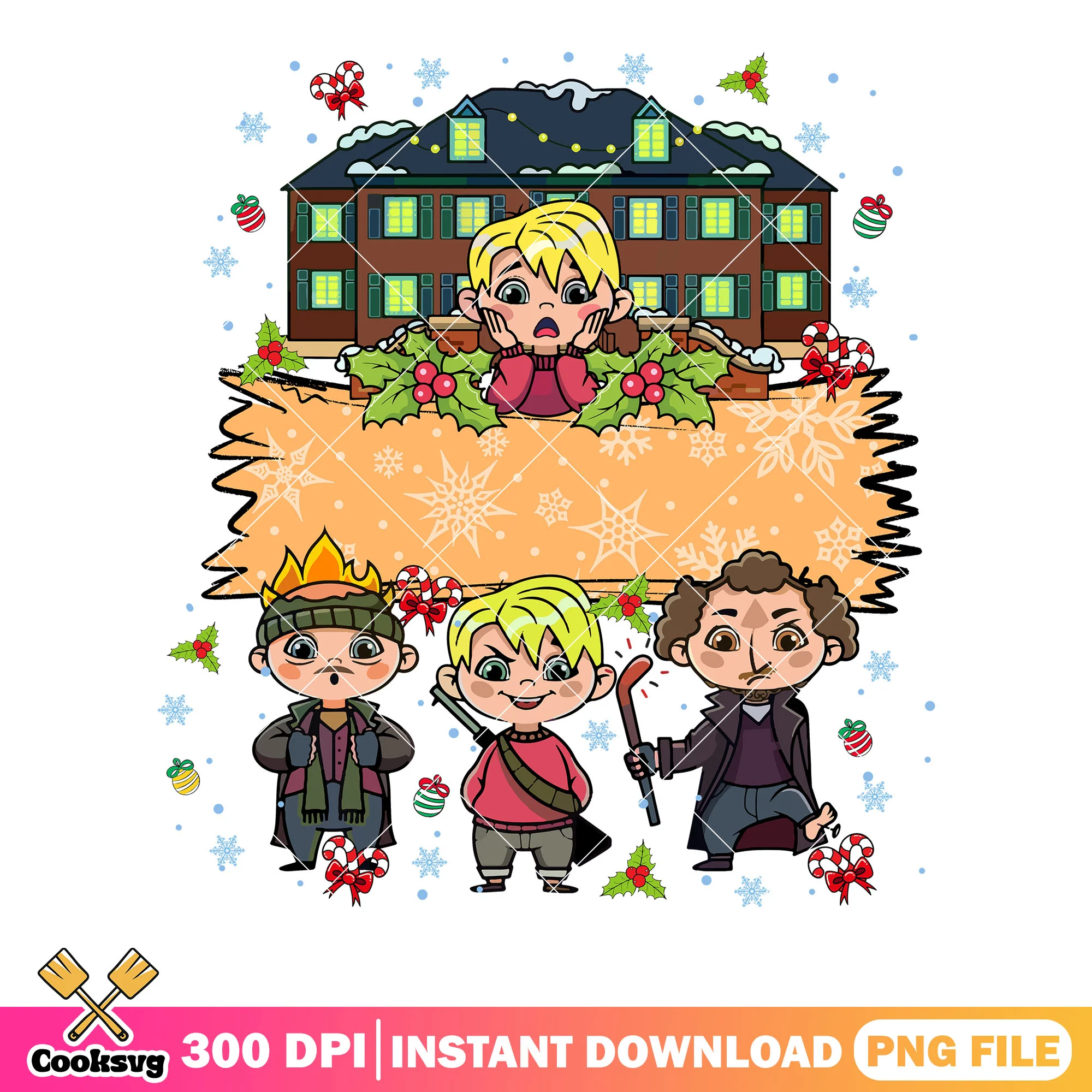 Chibi xmas kevin poster png, merry xmas png, home alone png