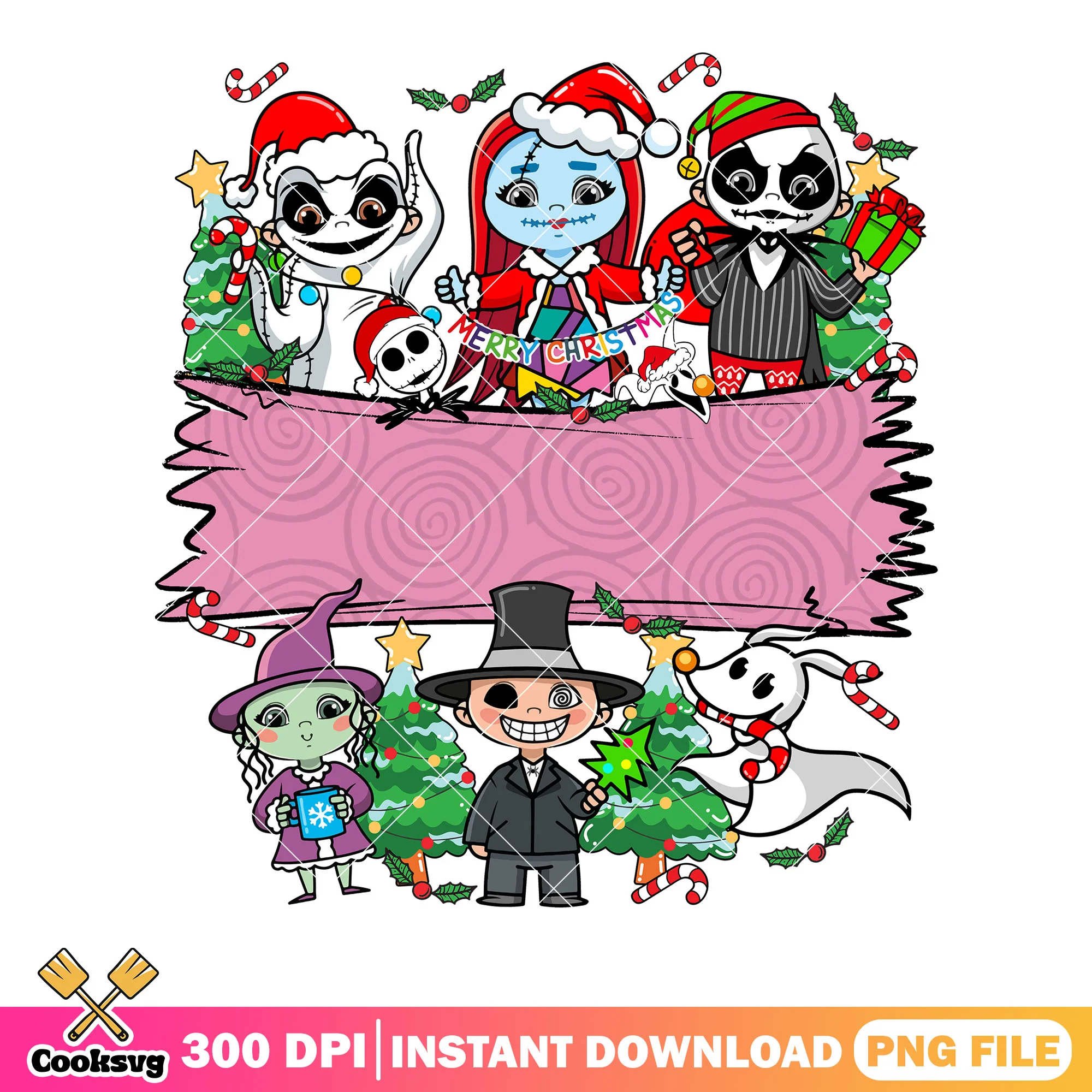Chibi xmas night before christmas cards png, merry xmas png, sally png