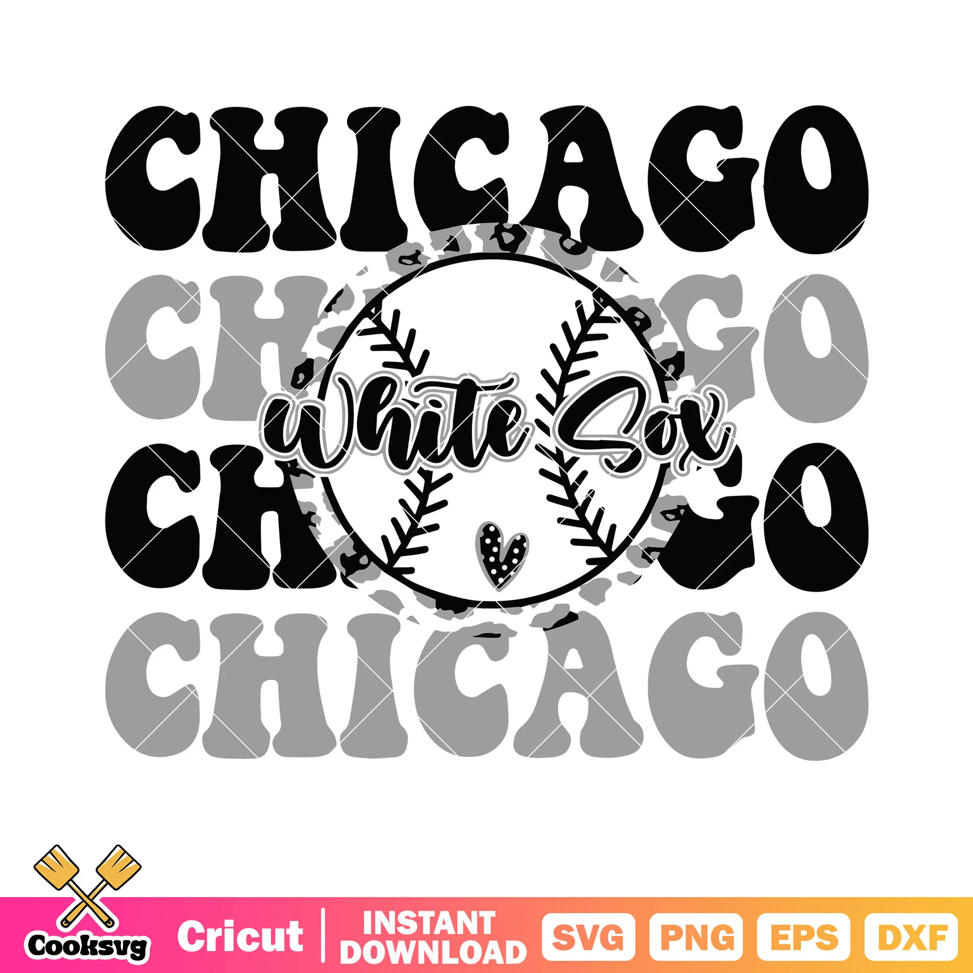 Chicago white sox svg, black heart icon svg, baseball svg