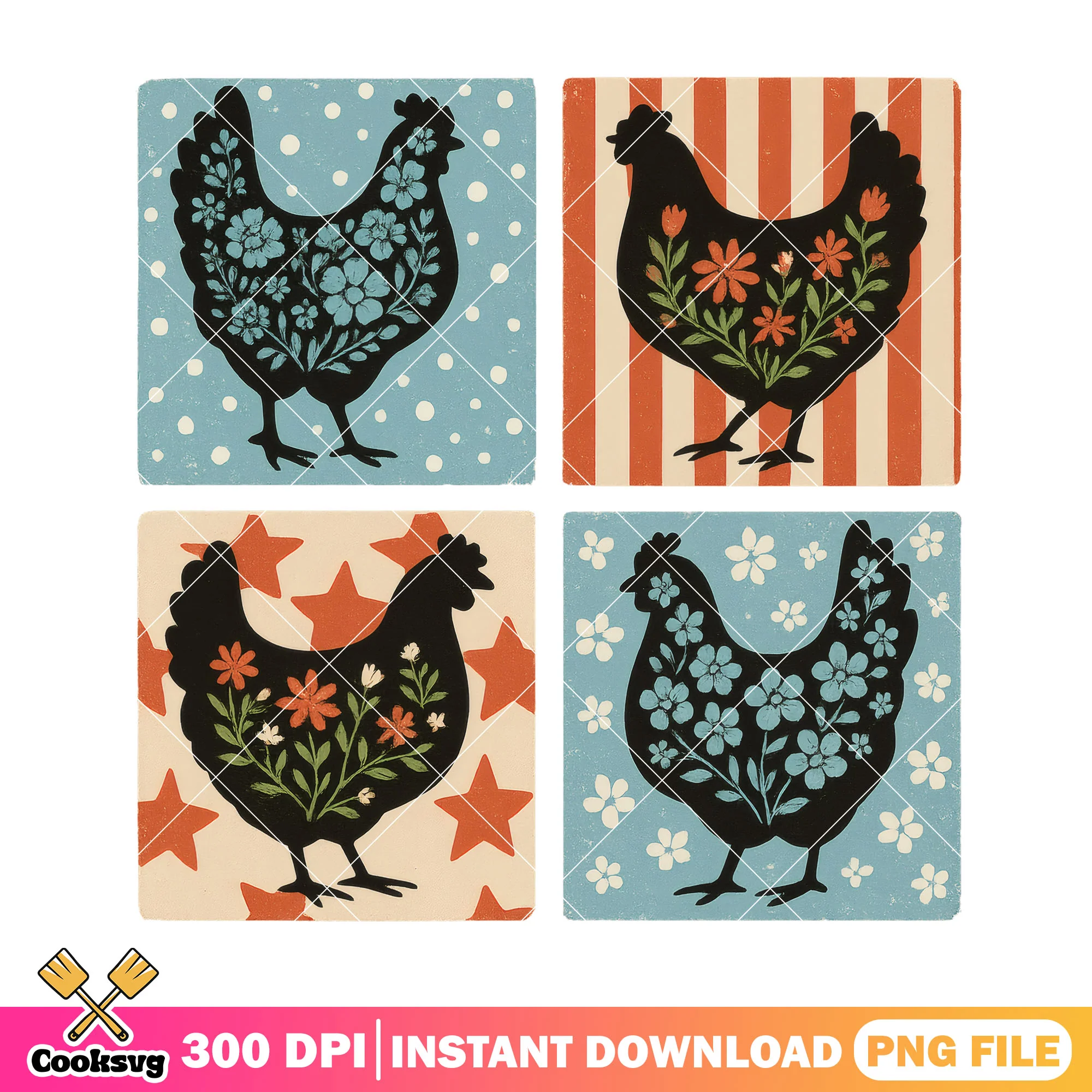 Chicken silhouette american png, american chicken png, america flag png