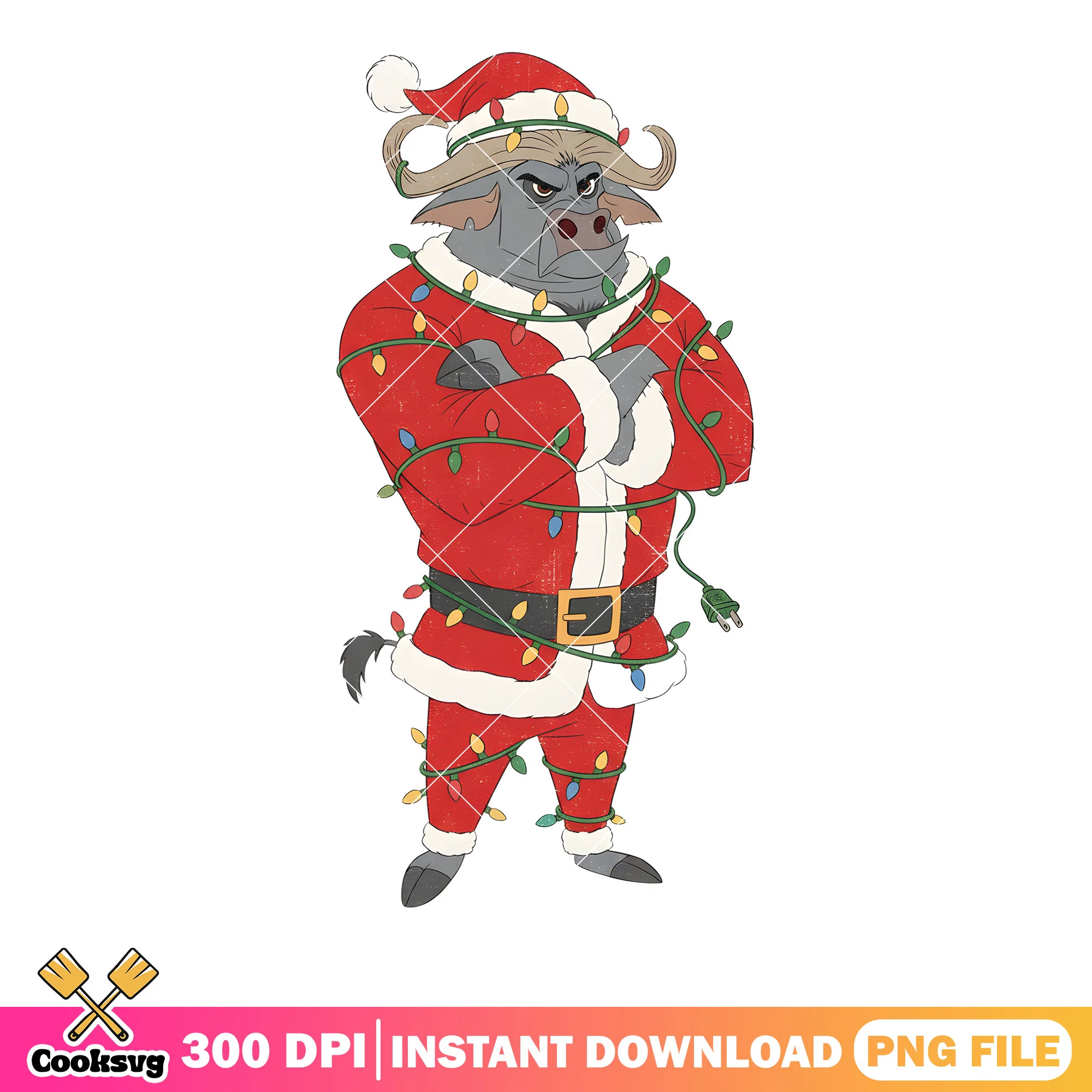 Chief bogo costume christmas png, tangled light decor png, funny png
