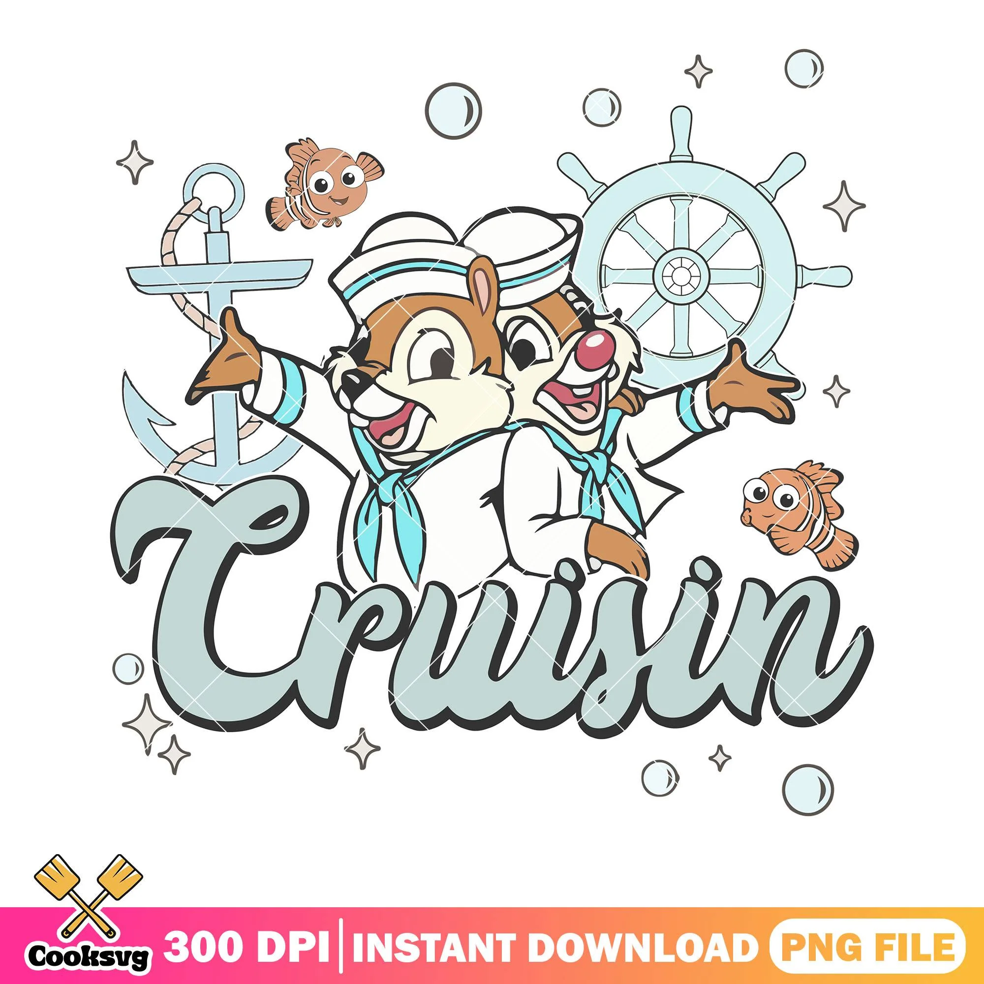 Chip and dale cruisin poster png, disney trip png, disney cruise png