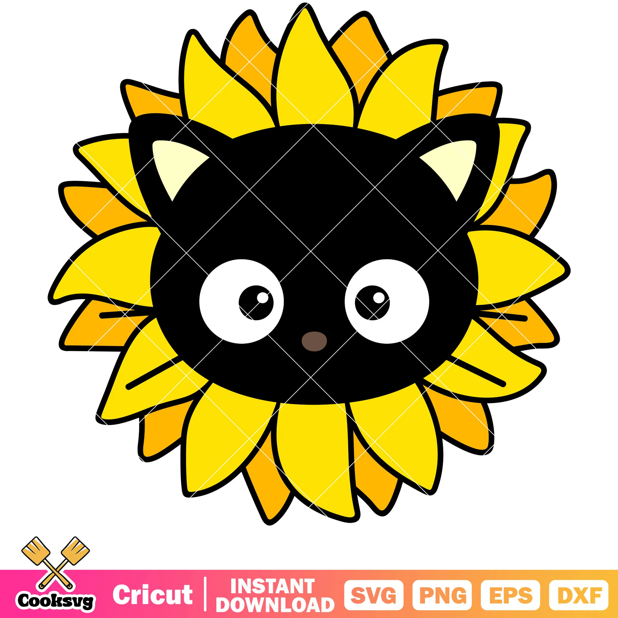 Chococat face sunflower svg, sanrio characters chococat svg