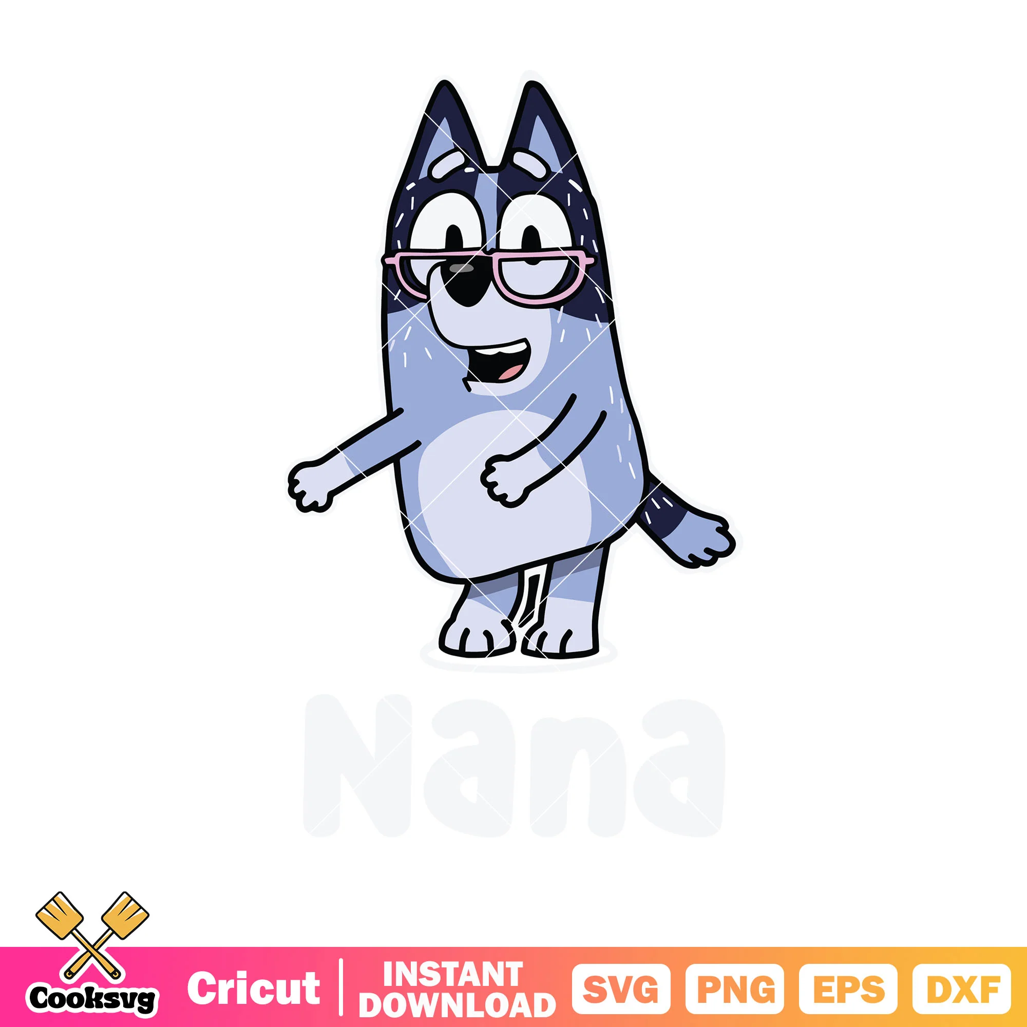 Chris heeler bluey nana svg, bluey family svg, character bluey svg