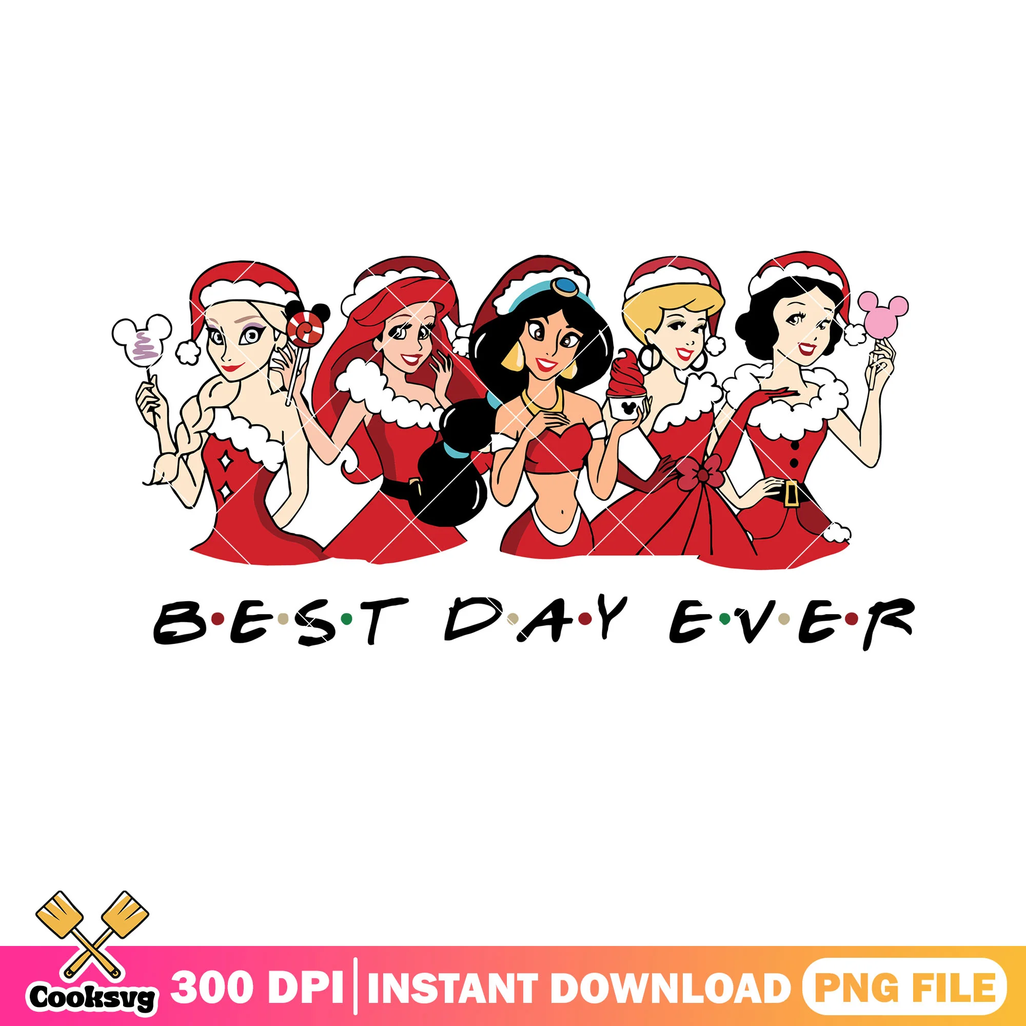 Christmas best day ever png, friends style png, disney funny png