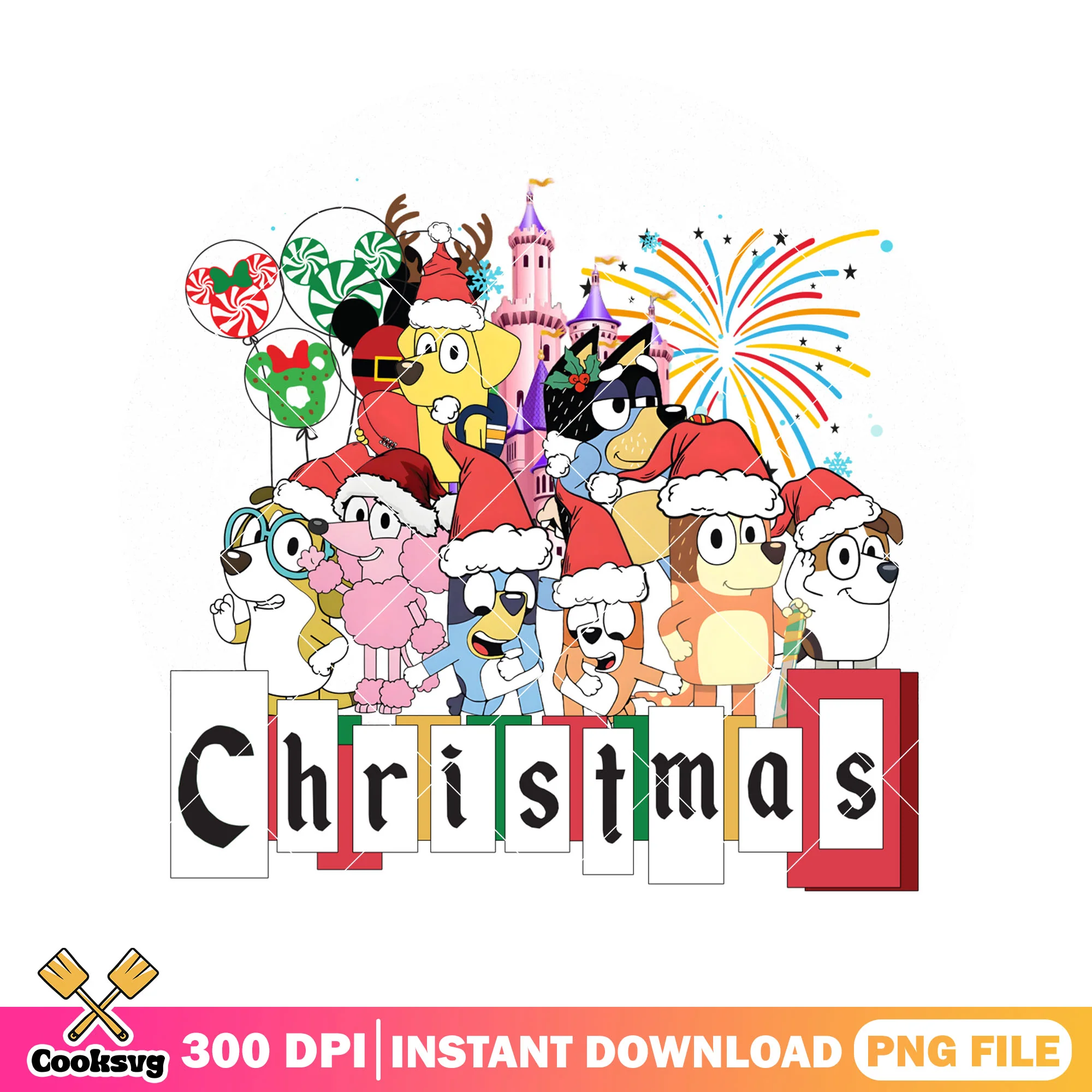 Christmas bluey dog png, cartoon for kids png, merry christmas png