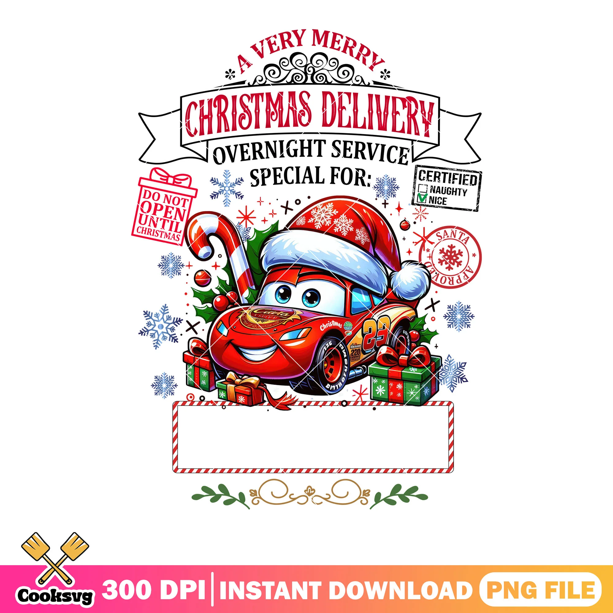 Christmas car movies png, lightning mcqueen png, christmas delivery png