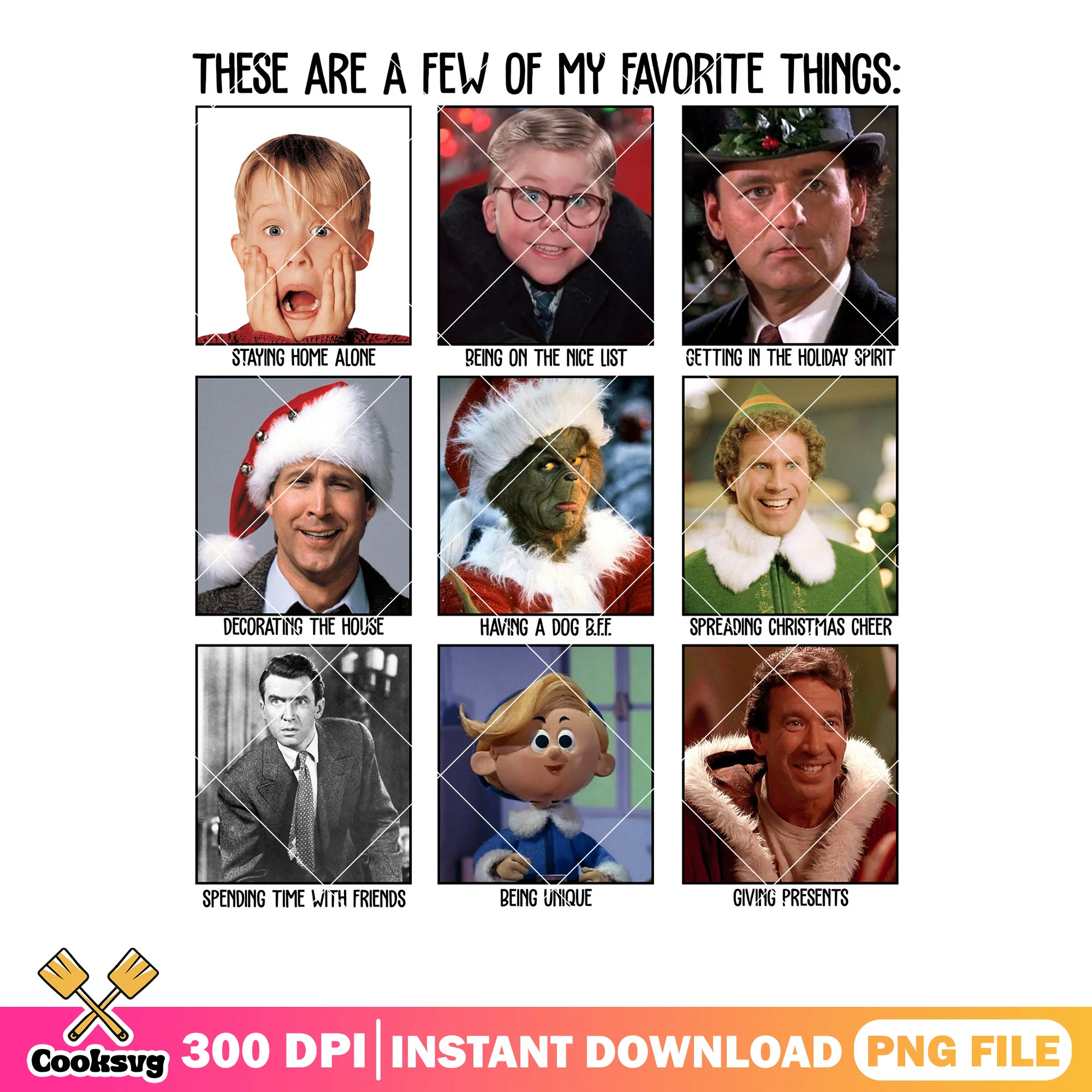 Christmas favorite things png, clark griswold png, kevin mccallister png