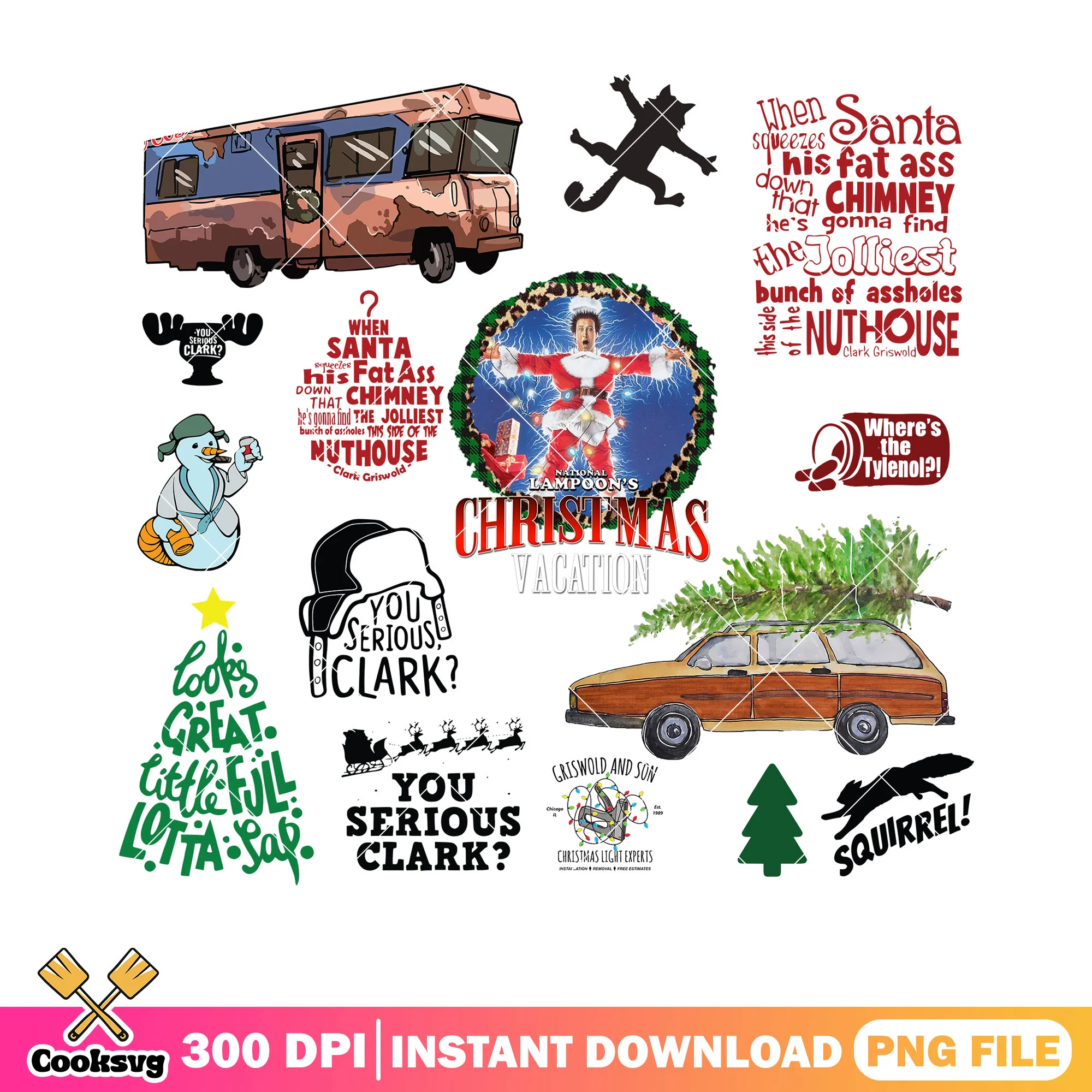 Christmas film poster bunlde png, merry christmas png, christmas cards png